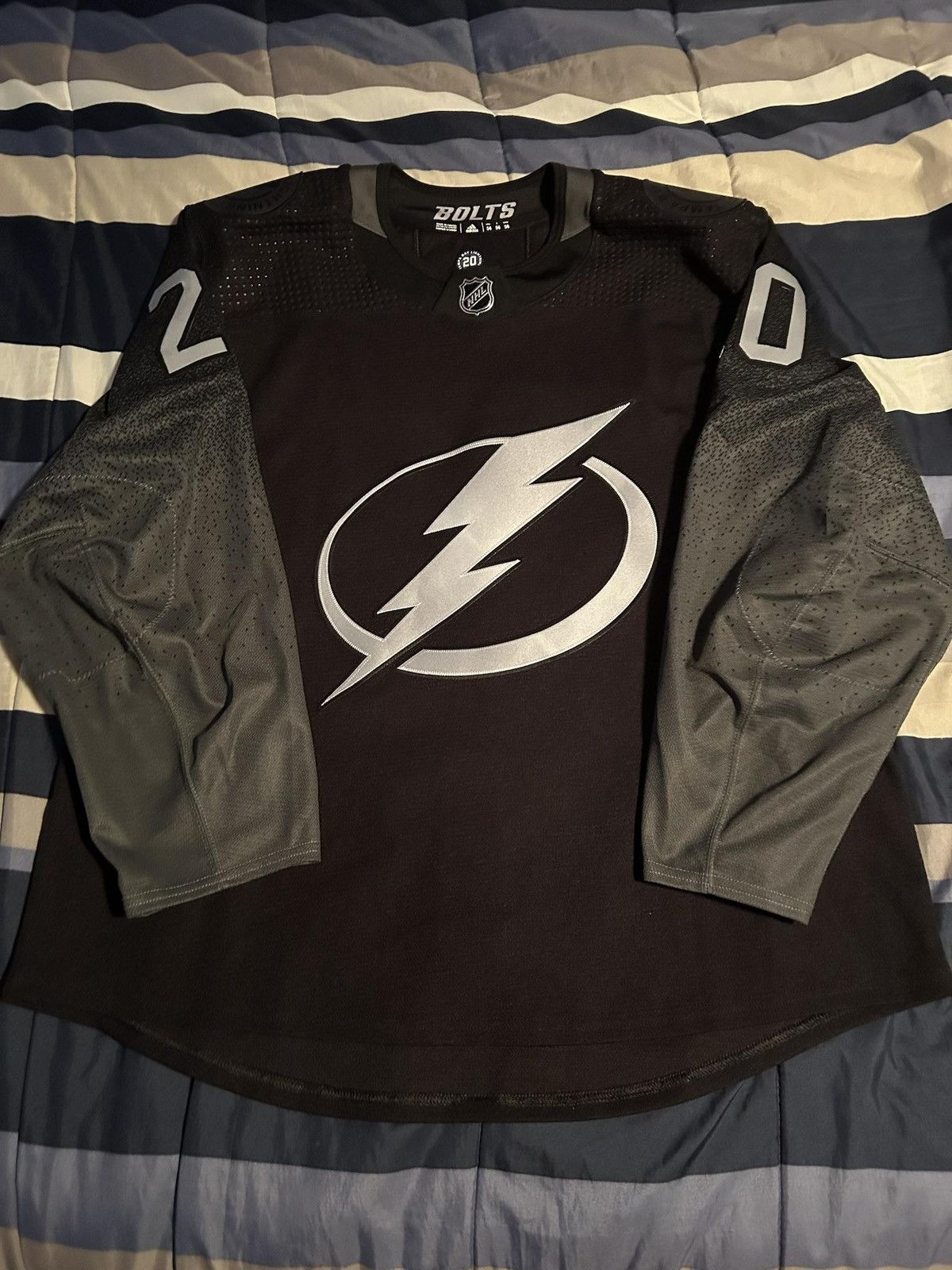 image of Adidas x Made In Canada Blake Coleman Tampa Bay Lightning Game Alt 19-20 Mic Jersey in Black (Size 