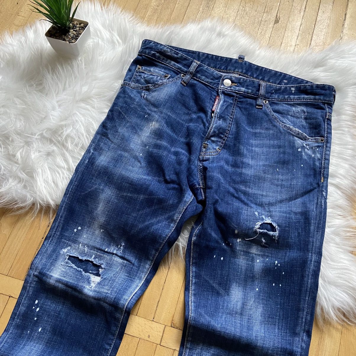 Dsquared2 📌 Crazy Dsquared2 Slim Fit Distressed Jeans Mens 32 Size US 32 / EU 48 - 3 Thumbnail