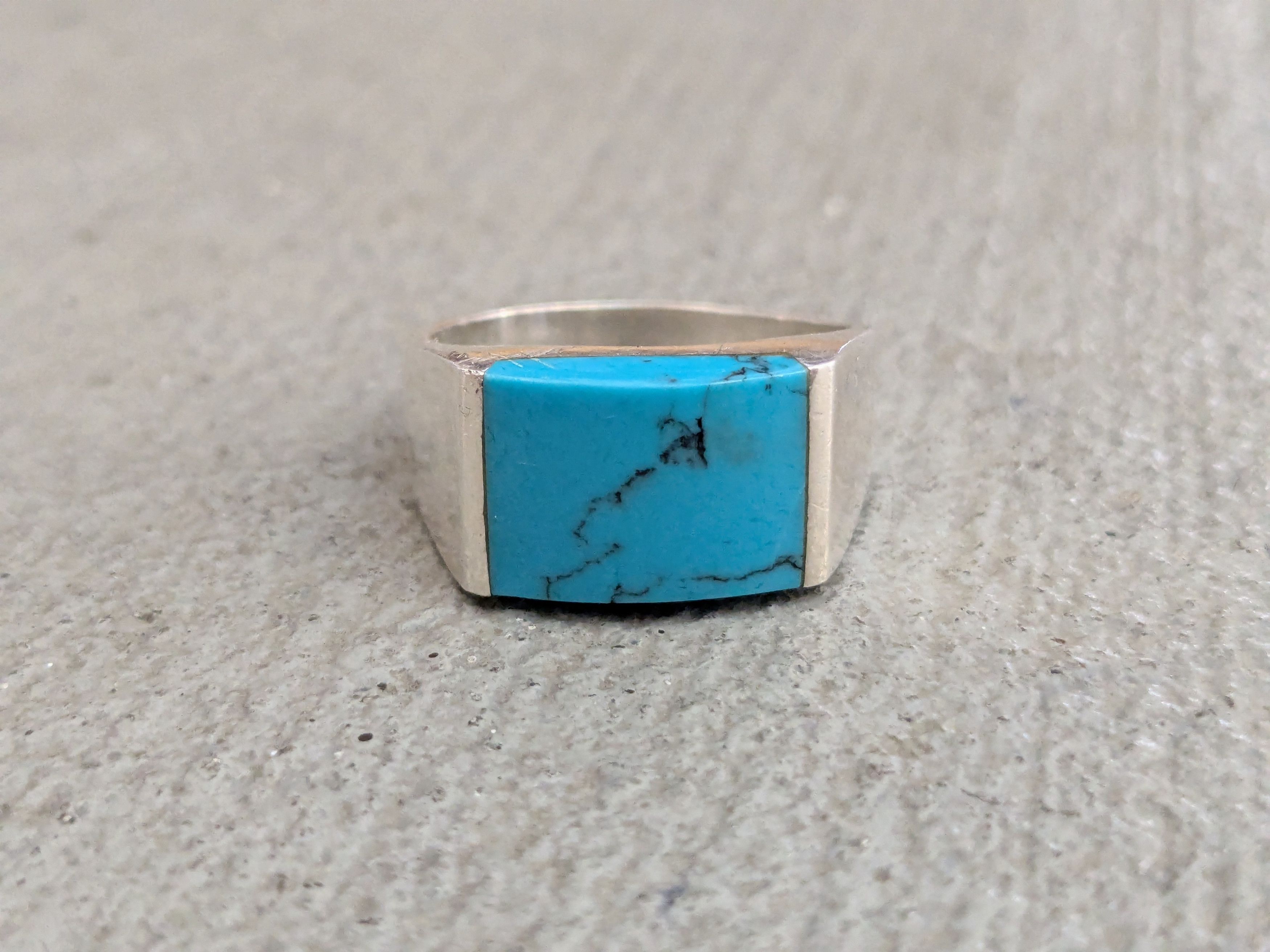 Vintage Vintage Sterling Silver Ring Blue Howlite Taxco 10 Turquoise Size ONE SIZE - 3 Thumbnail