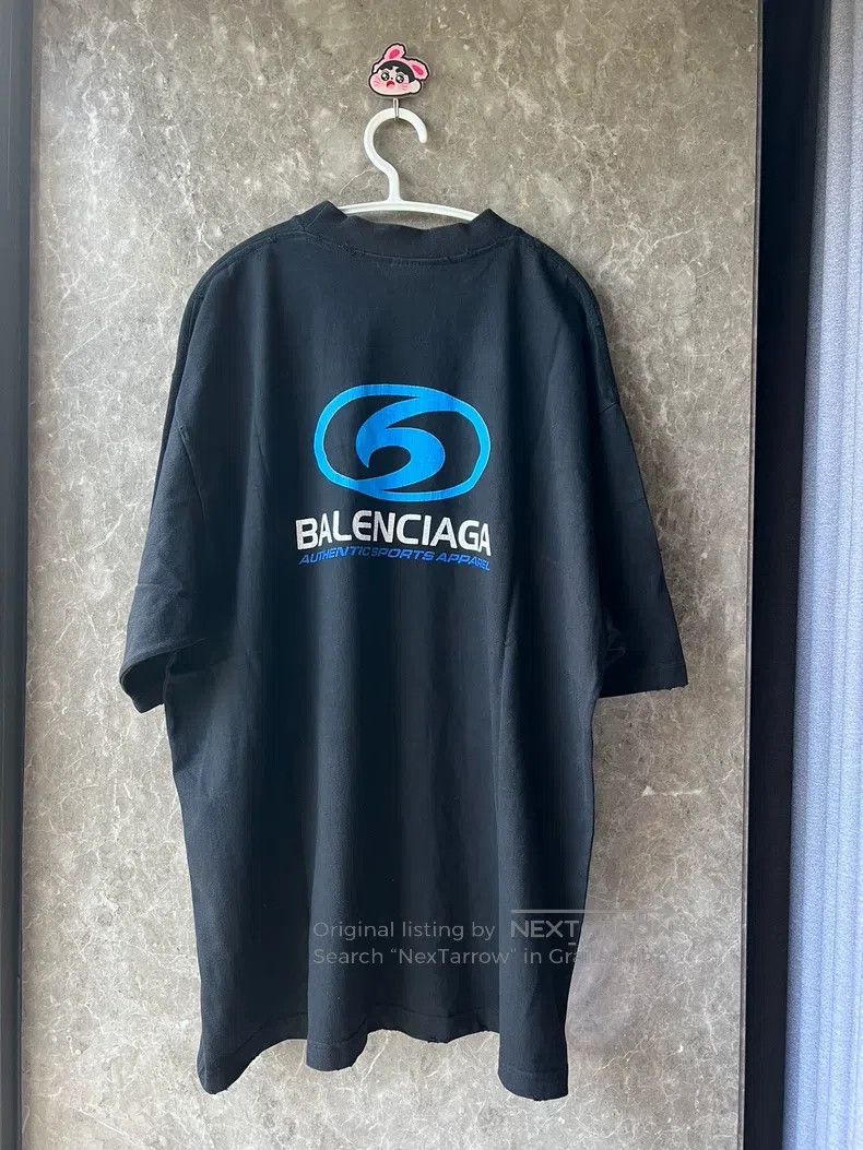 Balenciaga Balenciaga Wave Destroyed Logo Short Sleeve T-Shirt, Size Size US L / EU 52-54 / 3 - 2 Thumbnail