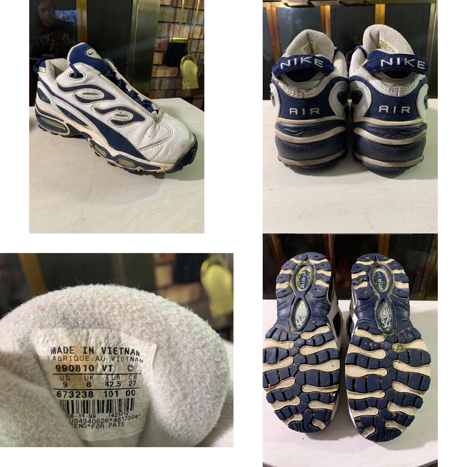 Nike VINTAGE Nike Air Butane Max Sneakers Leather 1999 Mens Size 9 White Blue 90s Nike Shoes Mens Size US 9 / EU 42 - 8 Thumbnail