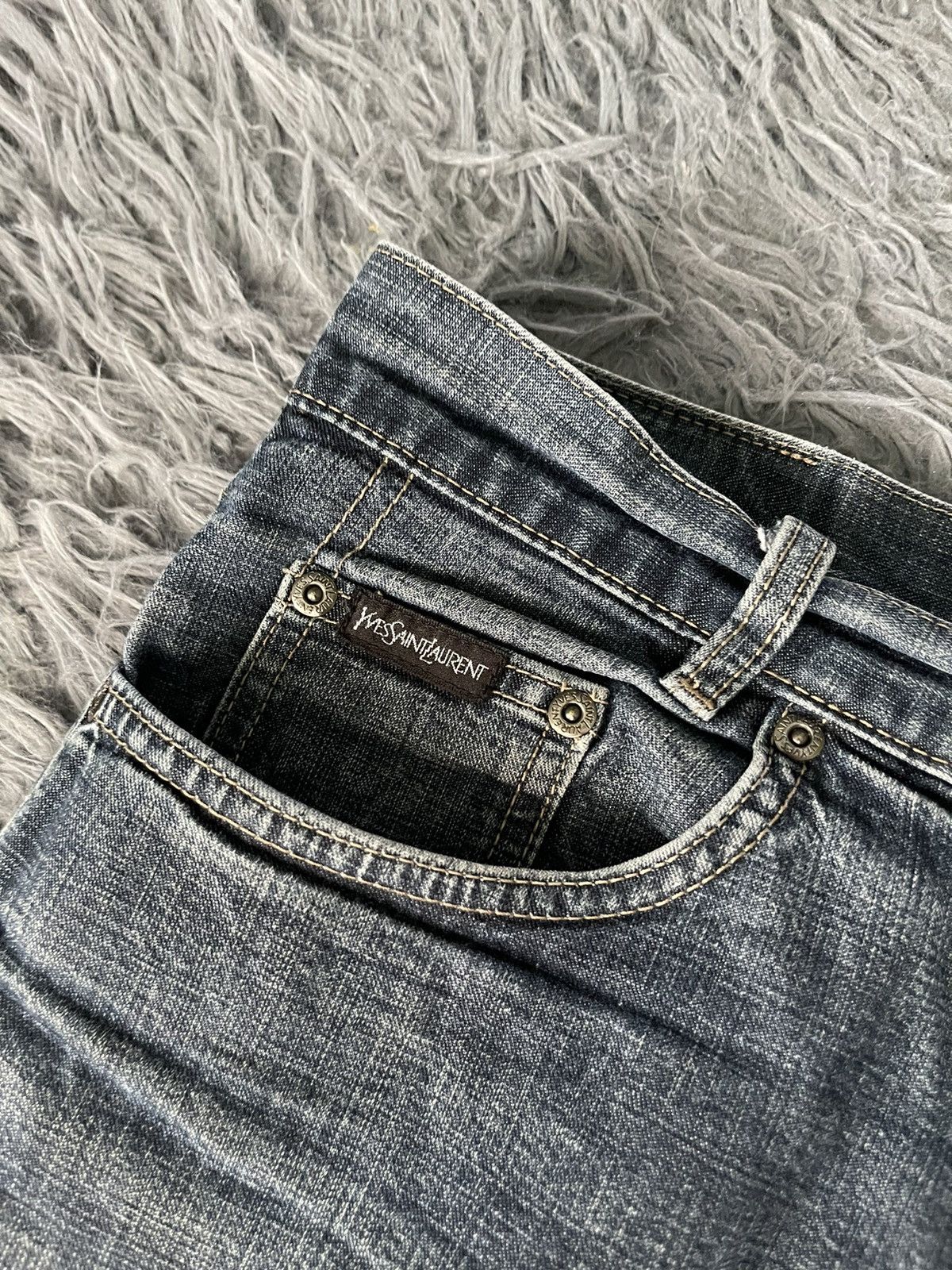 Yves Saint Laurent YSL 90s archive vintage knit logo jeans