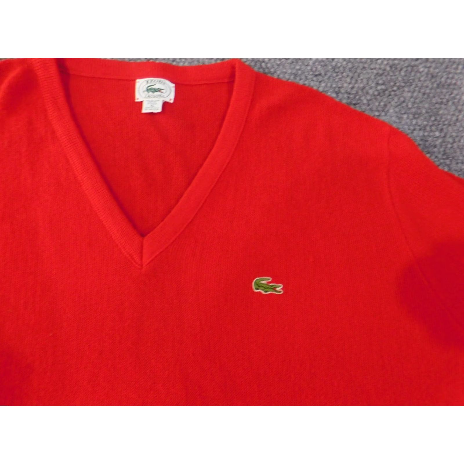 Lacoste Lacoste Sweater XL Mens V-Neck Red Acrylic Cable-Knit Full Zip Pullover Retro Vintage No Size US XL / EU 56 / 4 - 6 Thumbnail