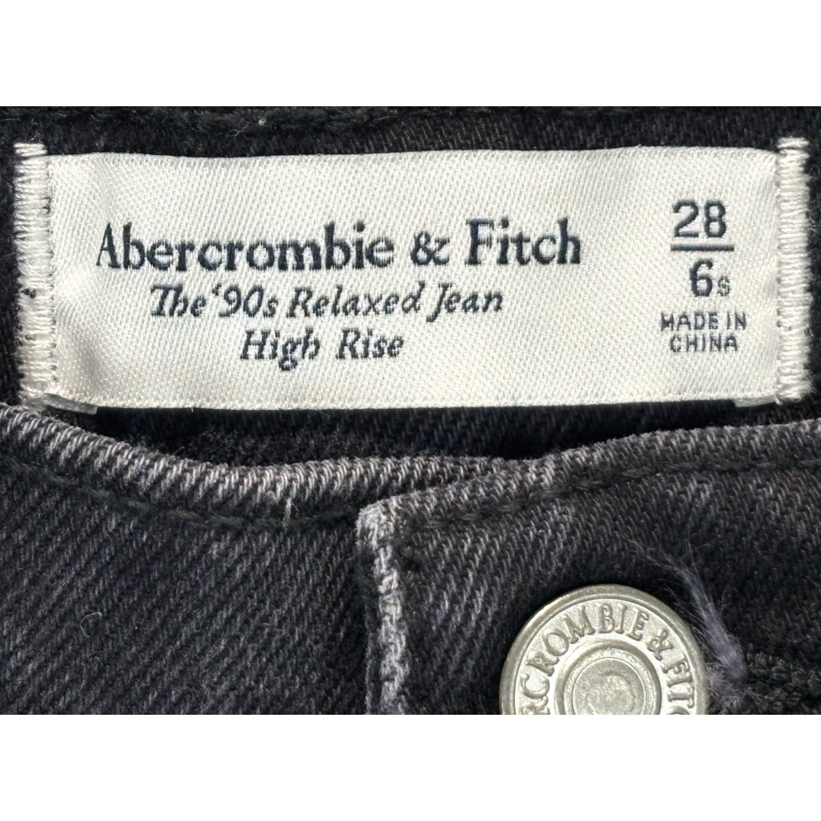 Abercrombie & Fitch Abercrombie & Fitch Women's Jeans 28 High Rise Relaxed Straight Distressed 90s Black Denim Size 28" / US 6 / IT 42 - 6 Thumbnail