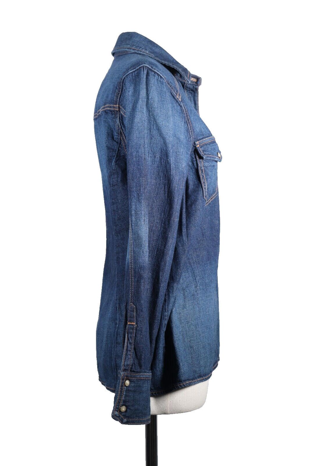 Rag & Bone Rag & Bone Womens Medium Blue Denim Shirt Snap Button Blouse Size M / US 6-8 / IT 42-44 - 3 Thumbnail