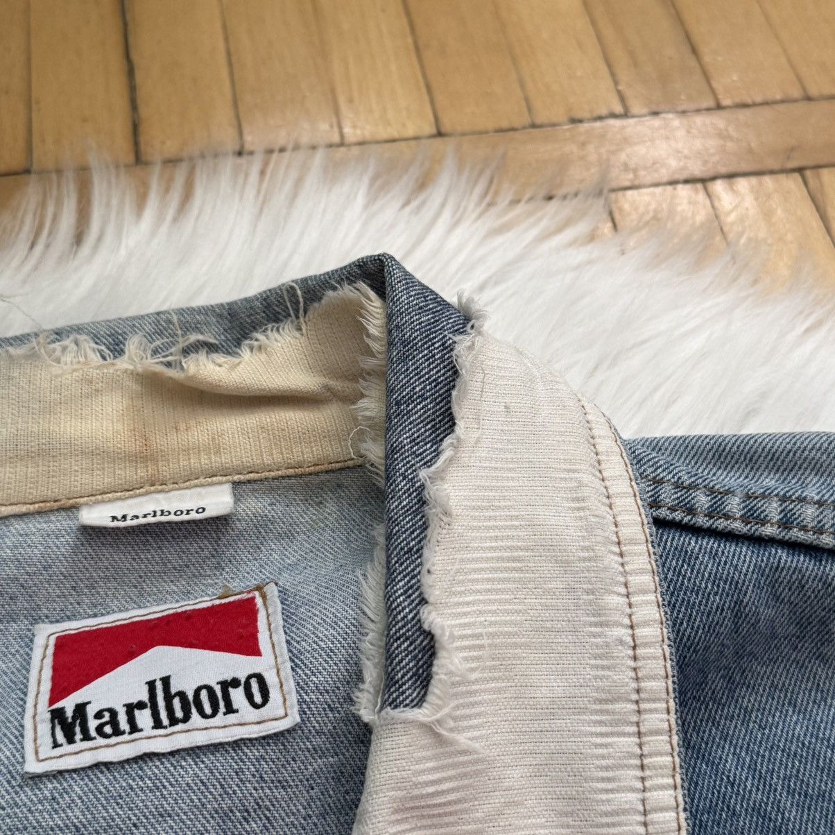 Marlboro 📌 Vintage 90s Marlboro Distressed Denim Y2K Crazy Jacket Size US L / EU 52-54 / 3 - 6 Thumbnail