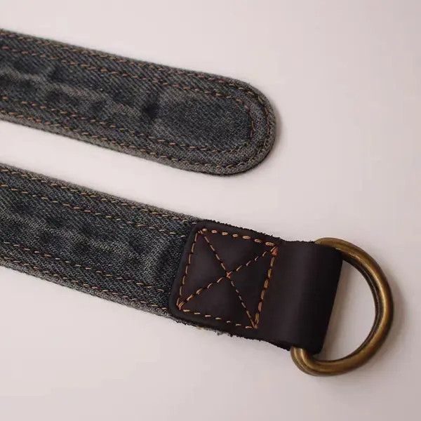 Japanese Brand Street double pin buckle design vintage denim belt 47in Size ONE SIZE - 4 Thumbnail