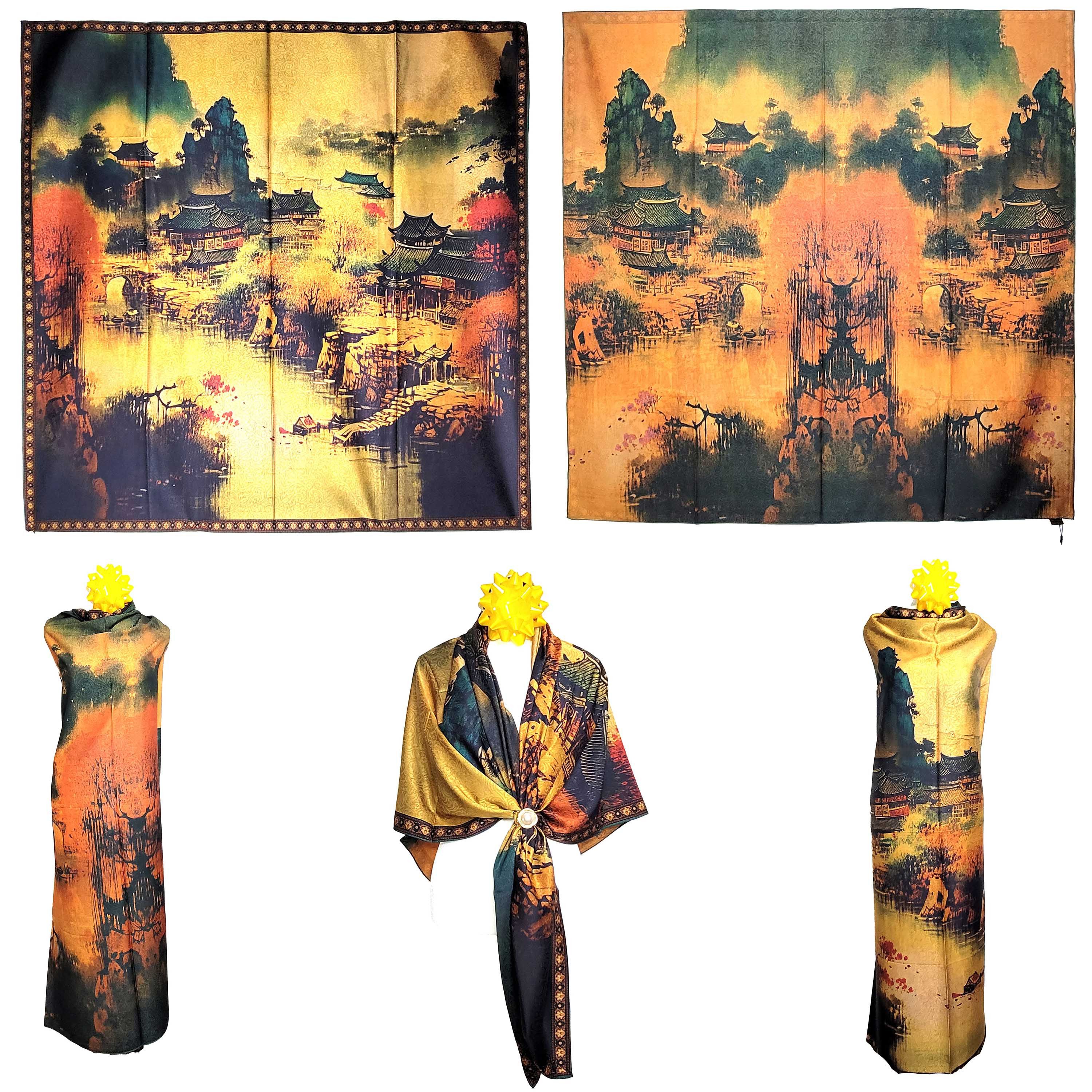 Other NWT Double Sided Silk Scarf 52"x52" Large Square Wrap 3216 Size ONE SIZE - 1 Thumbnail