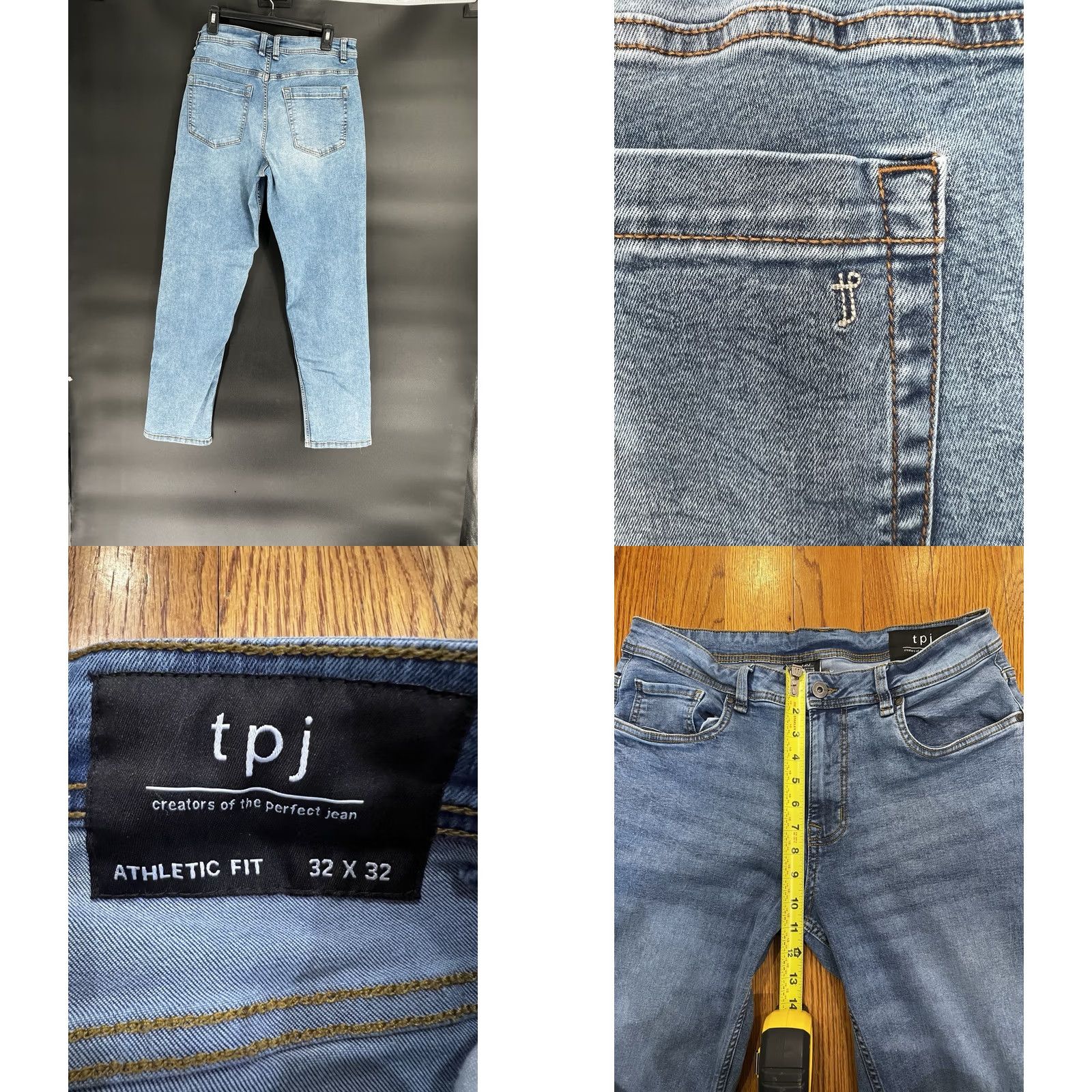 Denime The Perfect Jean NYC Jeans Mens 32x32 Blue Wash Athletic Fit Stretch Denim Shirt? Size US 32 / EU 48 - 8 Thumbnail