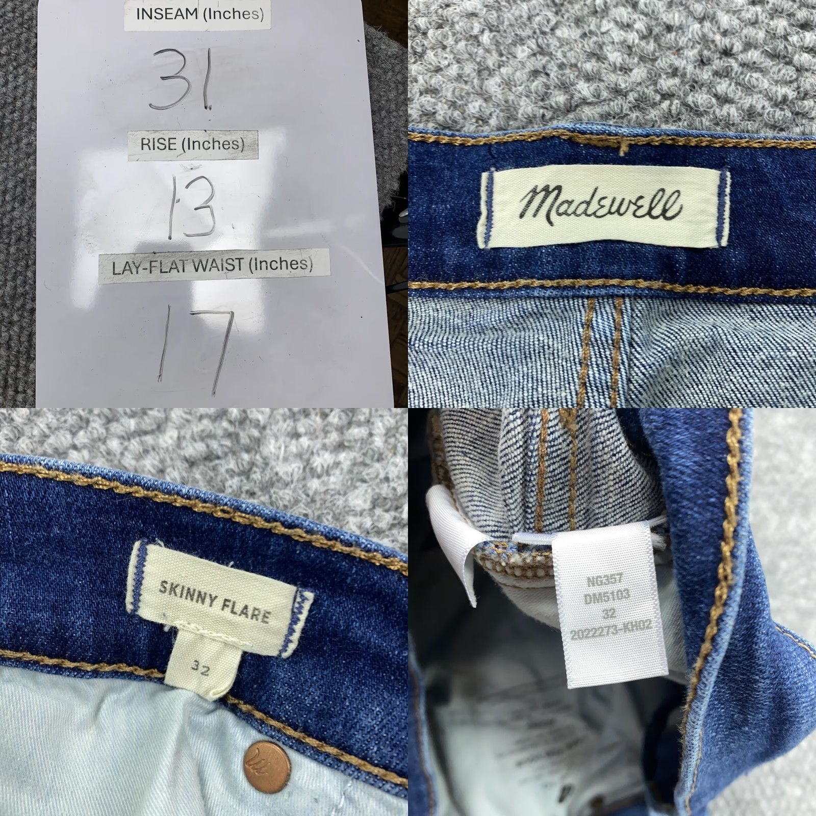Madewell Madewell Jeans Womens 32 Blue High Rise Skinny Flare Denim Inseam 31 Stretch Size 24" / US 00 / IT 34 - 8 Thumbnail