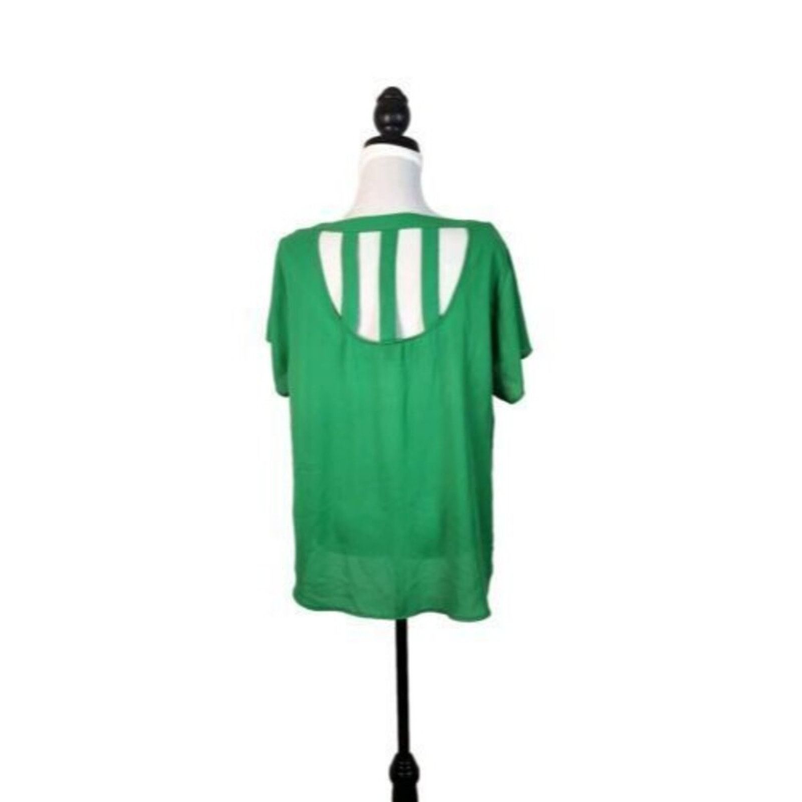 Torrid Torrid Size 1 Blouse Abbey Georgette Cage Back Top Green Size XL / US 12-14 / IT 48-50 - 3 Thumbnail