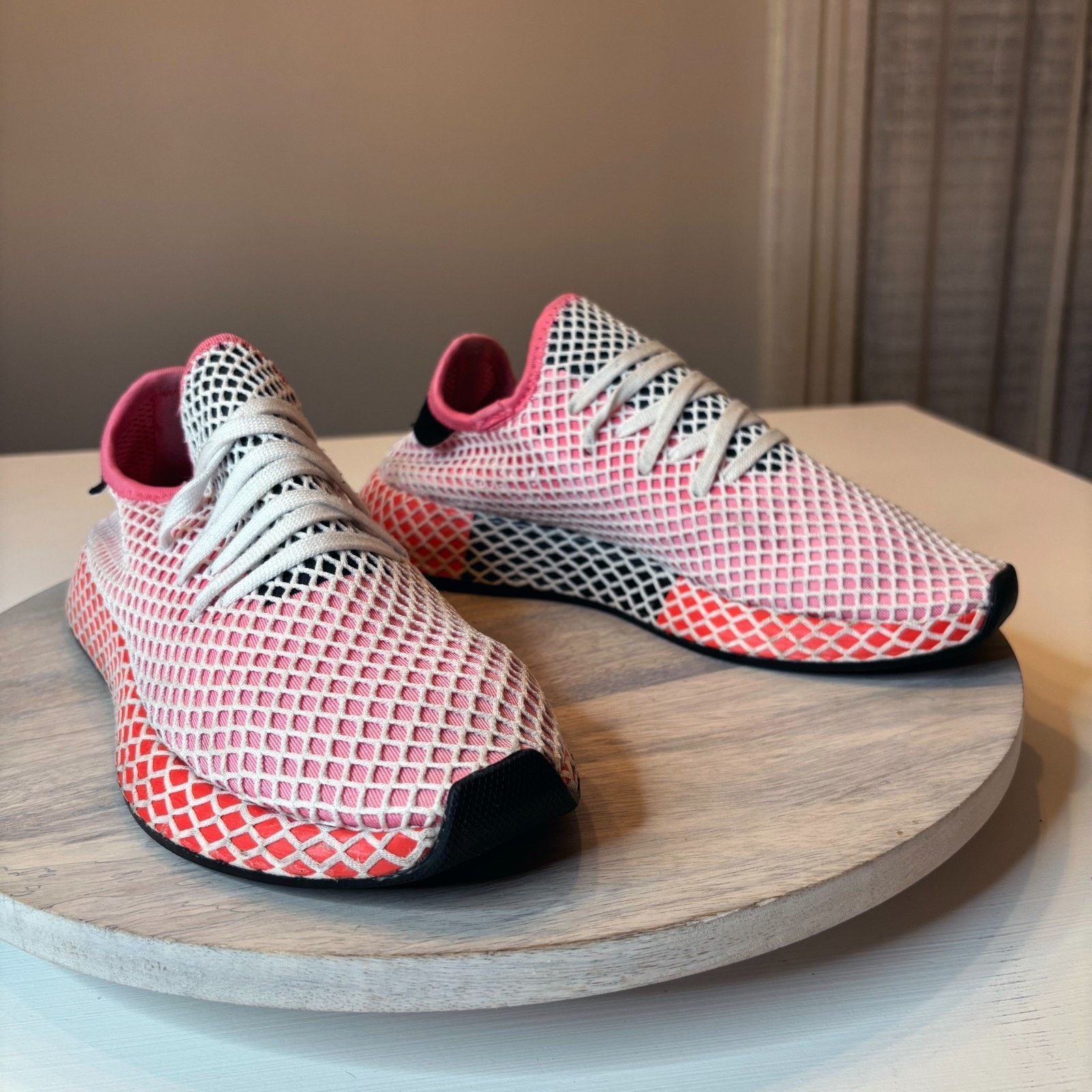 Adidas Deerupt Runner Grid Sneakers Lightweight Casual Sz 10