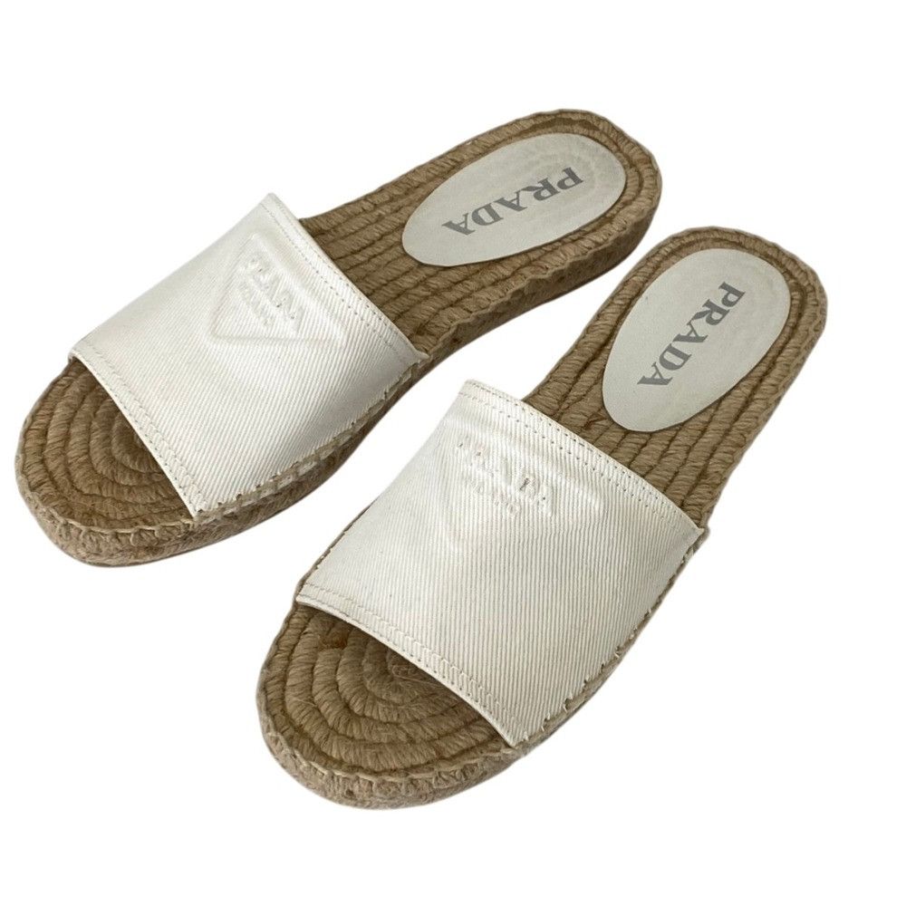 Prada Prada Prada Triangle Logo Canvas Espadrille Sandals Textile Shoes 1XX619 DUTY FREE for USA Size ONE SIZE - 1 Thumbnail