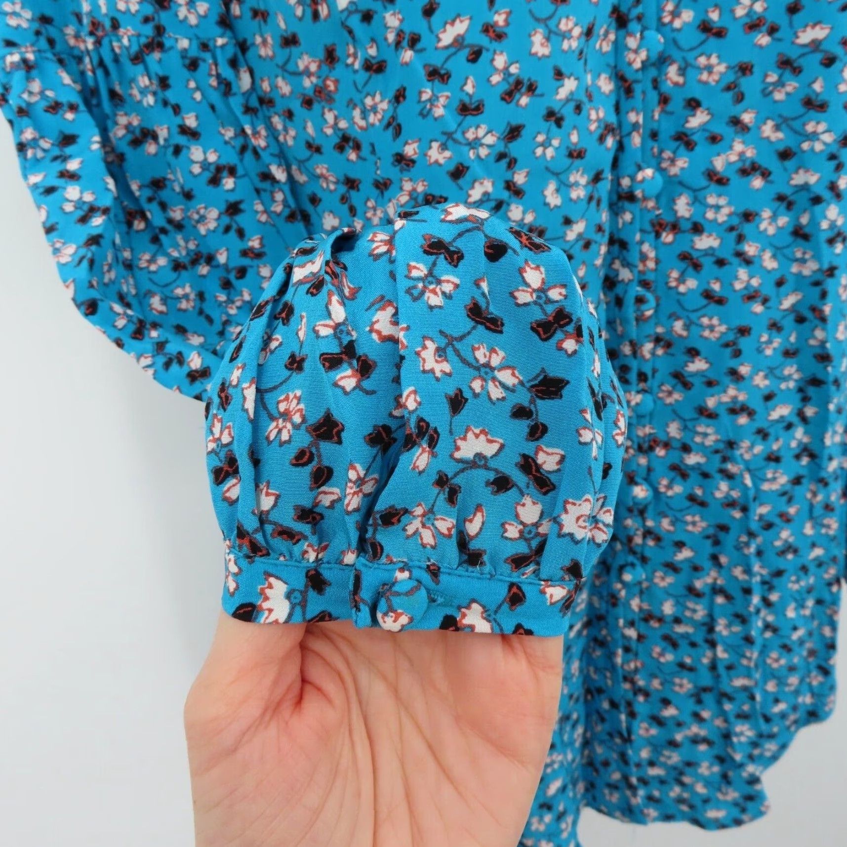 Veronica Beard VERONICA BEARD Blouse Shirt Floral V-Neck Button Front Blue White Women 0 Size XS / US 0-2 / IT 36-38 - 4 Thumbnail