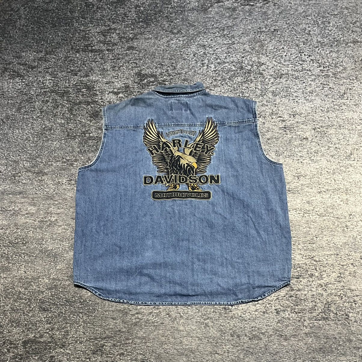 Harley Davidson VINTAGE HARLEY DAVIDSON EMBROIDERED EAGLE BIKE DENIM VEST Size US XXL / EU 58 / 5 - 1 Thumbnail