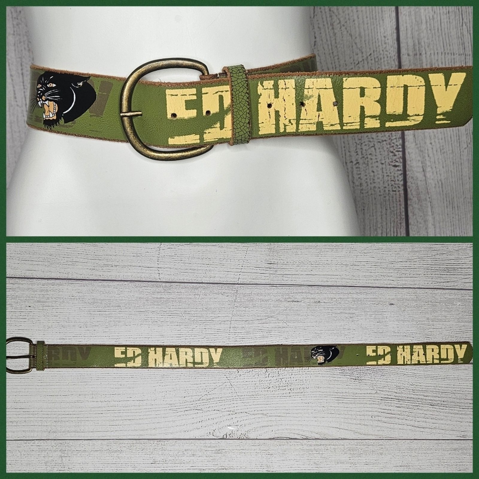 Ed Hardy Vintage Y2K Leather Ed Hardy Belt, size Small Size 32 - 1 Thumbnail