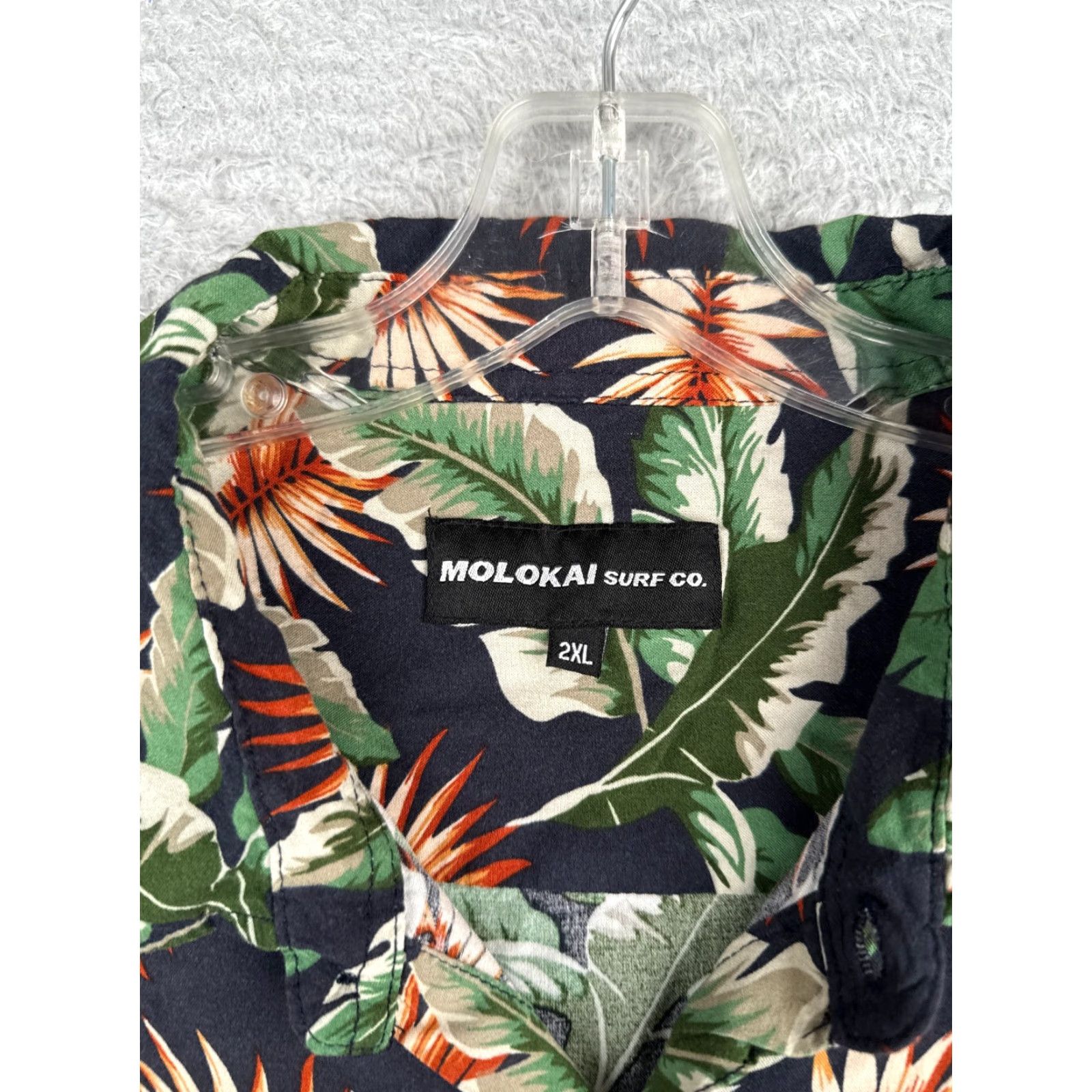 CO VINTAGE Molokai Surf Co Shirt Men 2XL Blue Floral Leaf 100% Rayon Hawaiian Button-Up Short Sleeve Mens Size US XXL / EU 58 / 5 - 7 Thumbnail