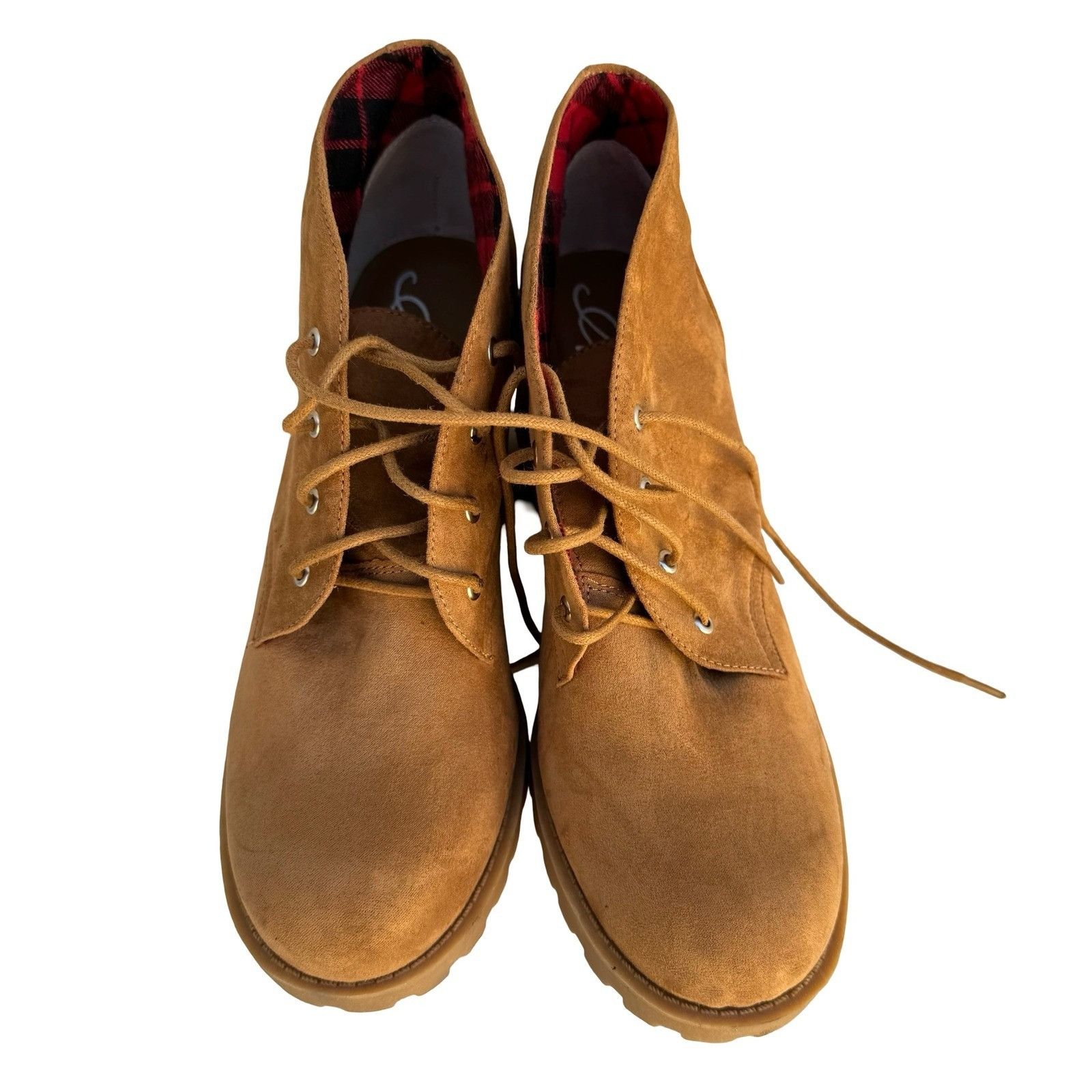 American Rag American Rag Reaghan Hiker Boots Tan Faux Suede Plaid Lining Size US 10 / IT 40 - 3 Thumbnail
