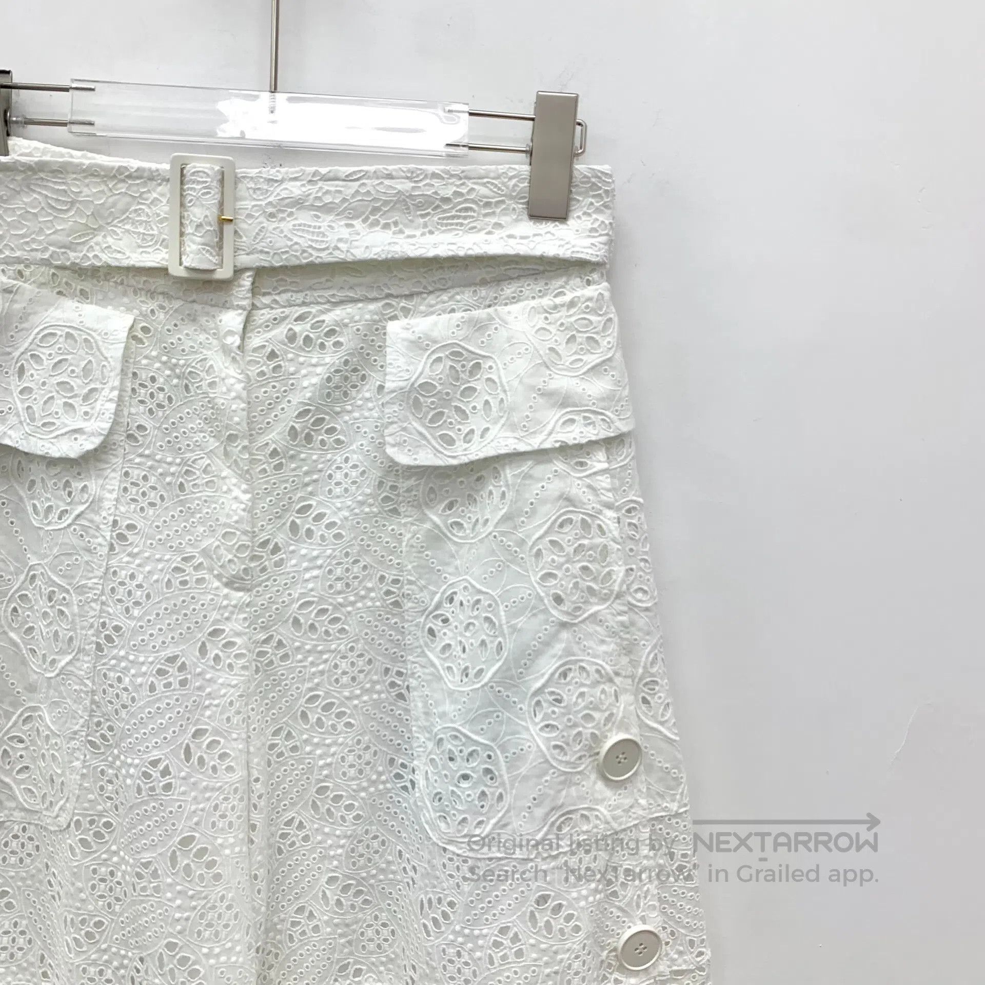Valentino Valentino White Floral Openwork Embroidered Cotton Casual Size 37" - 3 Thumbnail