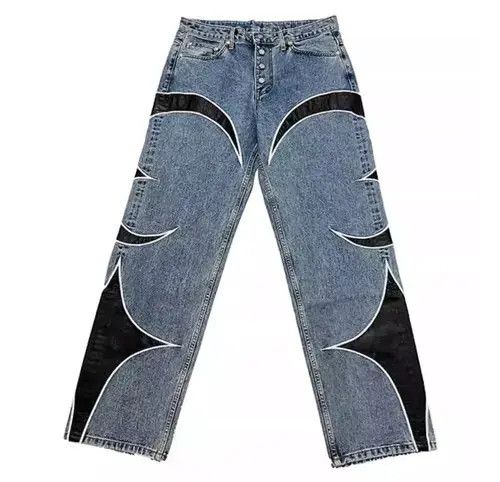 Jean High street embroidered patchwork casual jeans Size US 34 / EU 50 - 4 Thumbnail