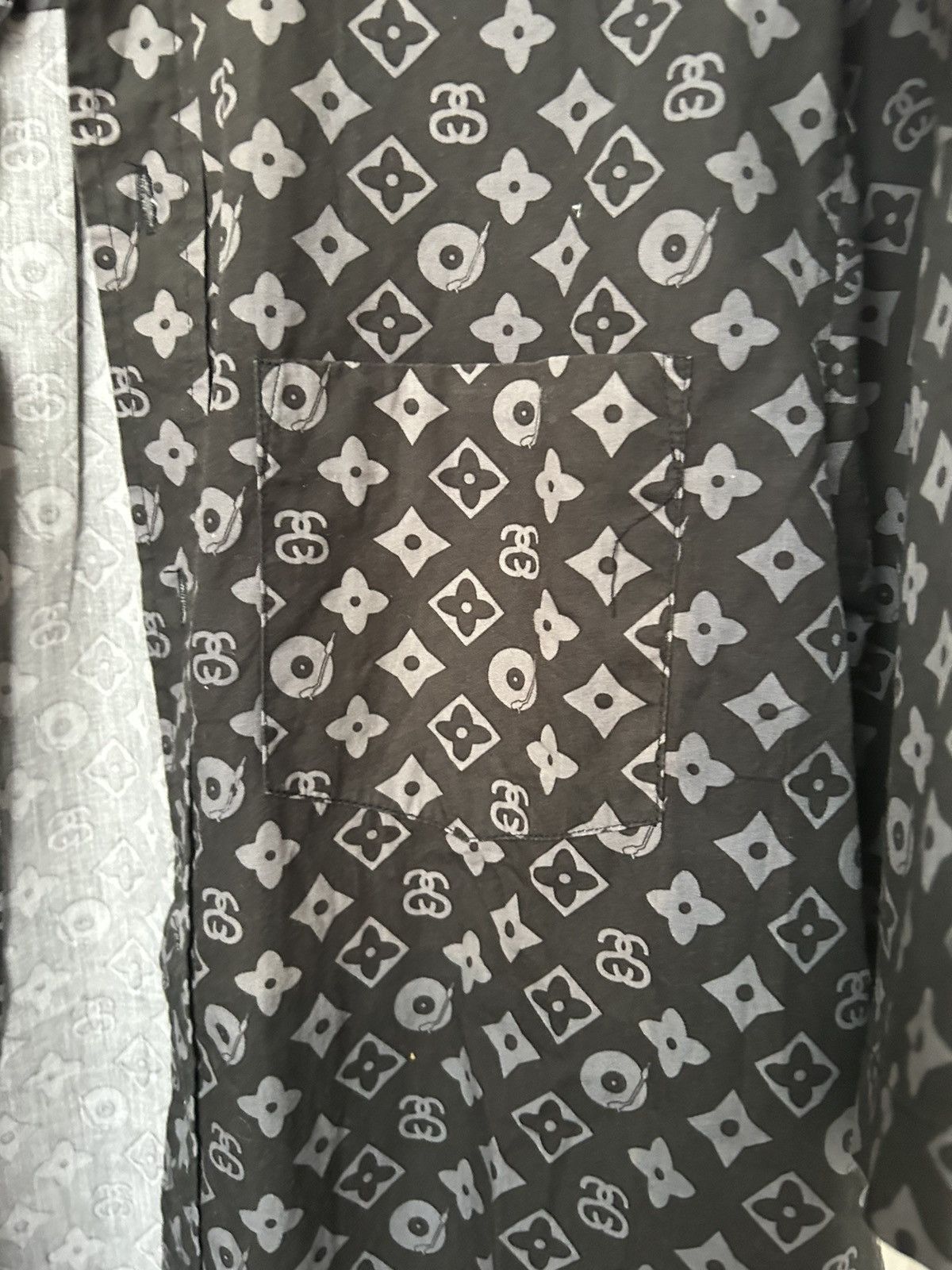 Stussy LV Louis Vuitton monogram parody short sleeve shirt