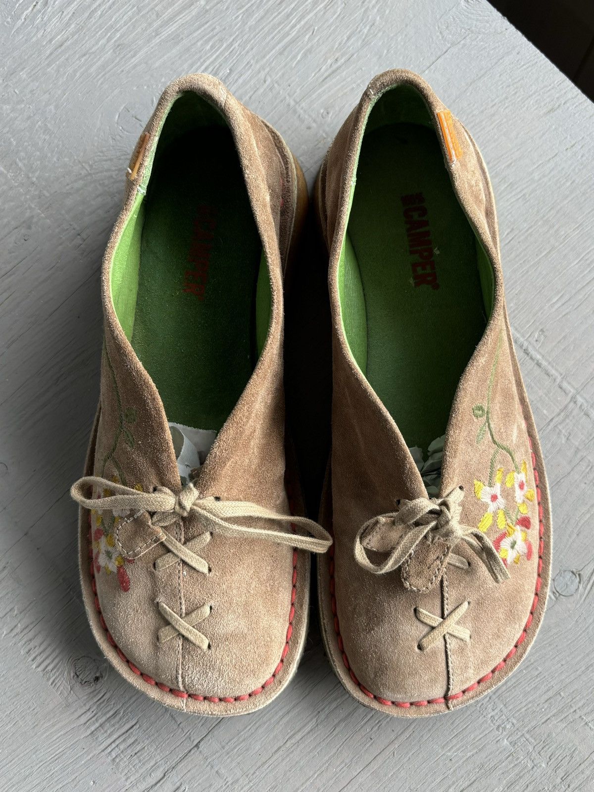 Camper × Designer Camper Mary Janes Suede Embroidered Crepe Sole Loafer Boot 6 Size US 6 / IT 36 - 6 Thumbnail