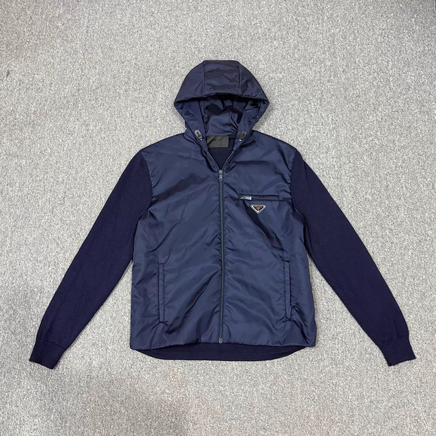 Prada Blue Hooded Zip-Up Light Jacket Size US M / EU 48-50 / 2 - 1 Thumbnail