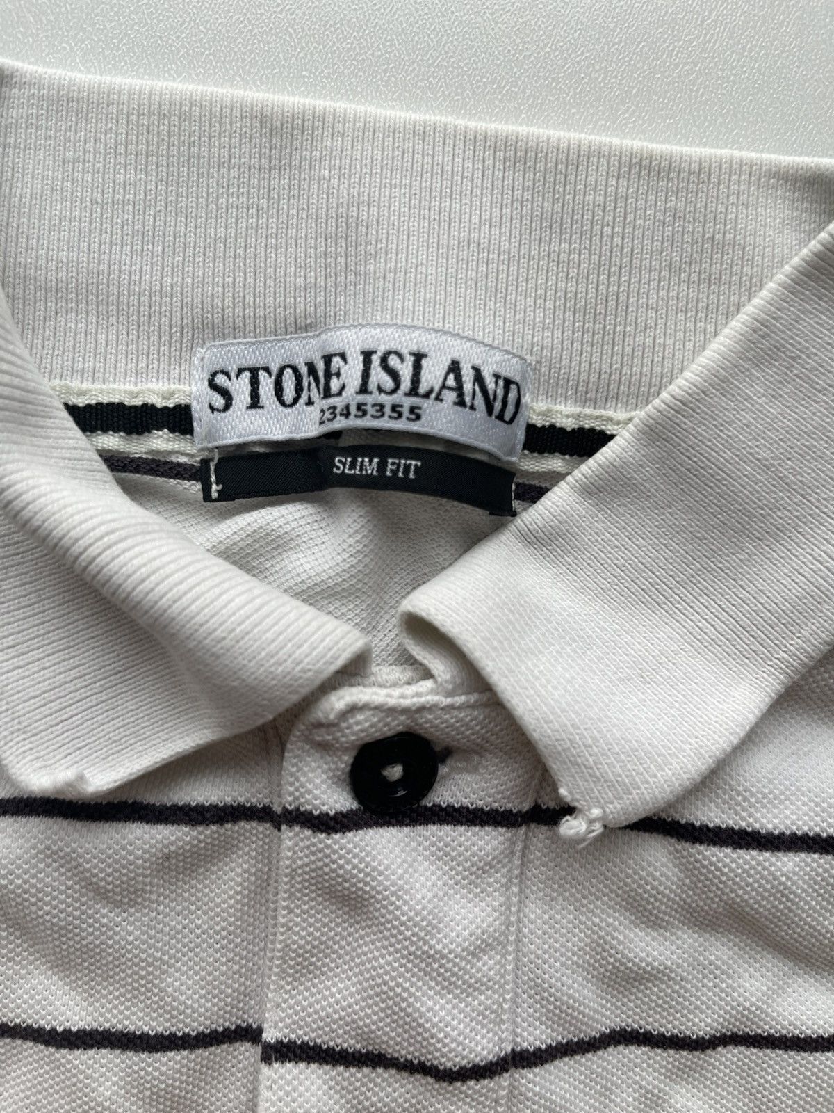 Massimo Osti × Stone Island × Vintage STONE ISLAND STRIPED POLO SHIRT SIZE M WHITE WITH BLAC LINES Size US M / EU 48-50 / 2 - 2 Thumbnail