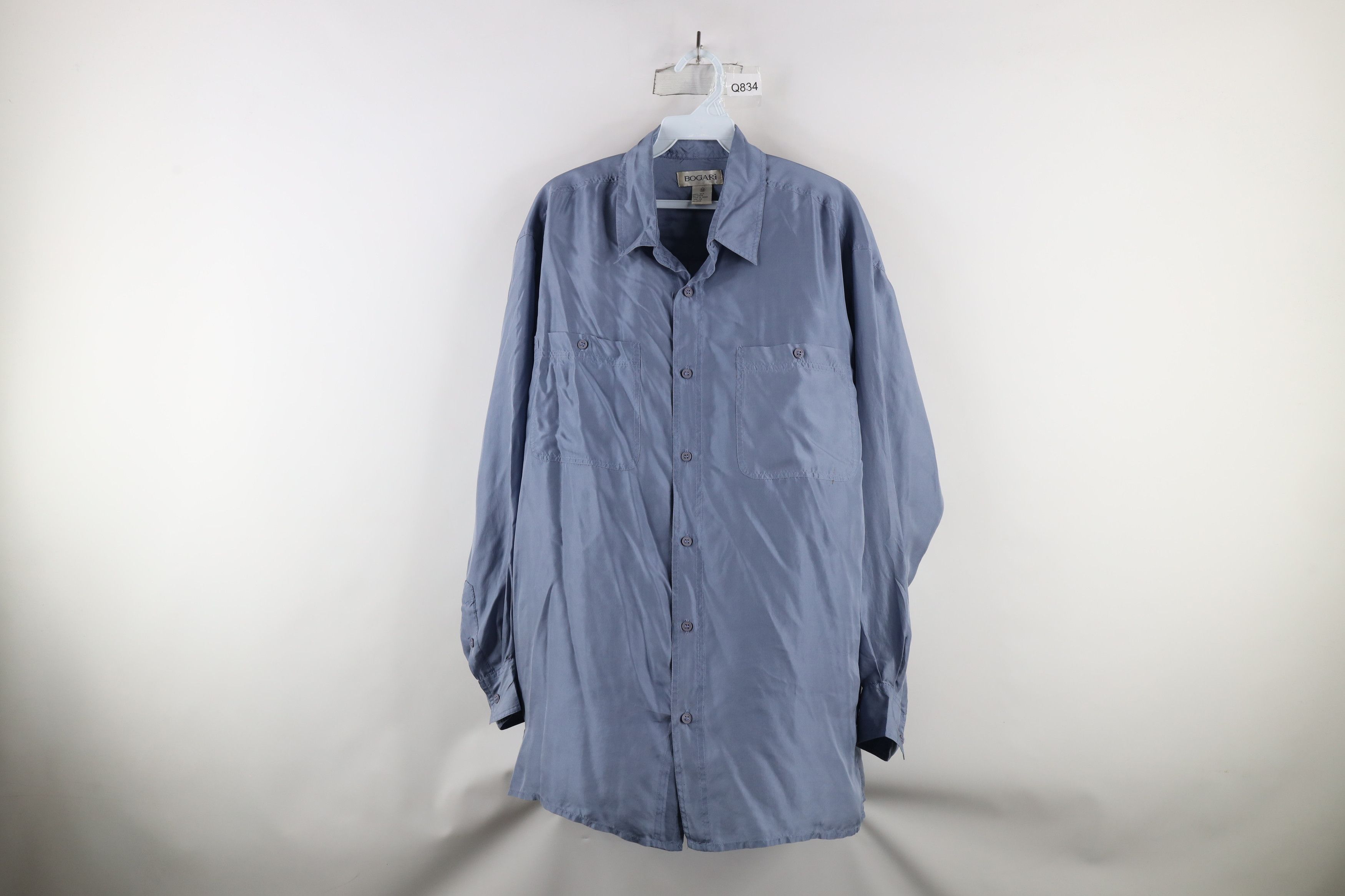 Vintage Vintage 90s Streetwear Silk Collared Button Shirt Blue Size US M / EU 48-50 / 2 - 1 Thumbnail