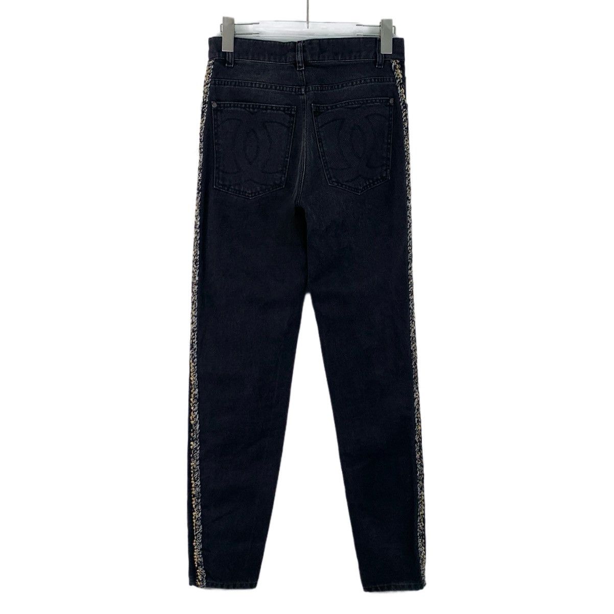 Chanel Chanel Black Side Tweed Woven Cotton Denim Pants K26WX Size 25" / US 0 / IT 36 - 2 Thumbnail