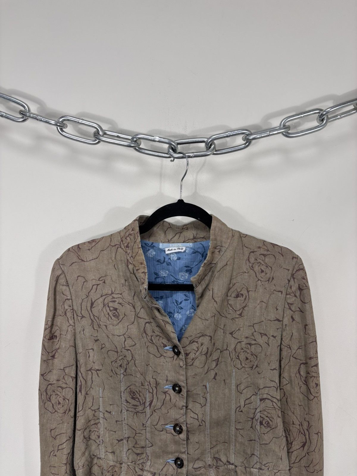 120% Lino 120% Lino Women’s Abstract Floral Brown Linen Blazer Jacket Size S / US 4 / IT 40 - 4 Thumbnail