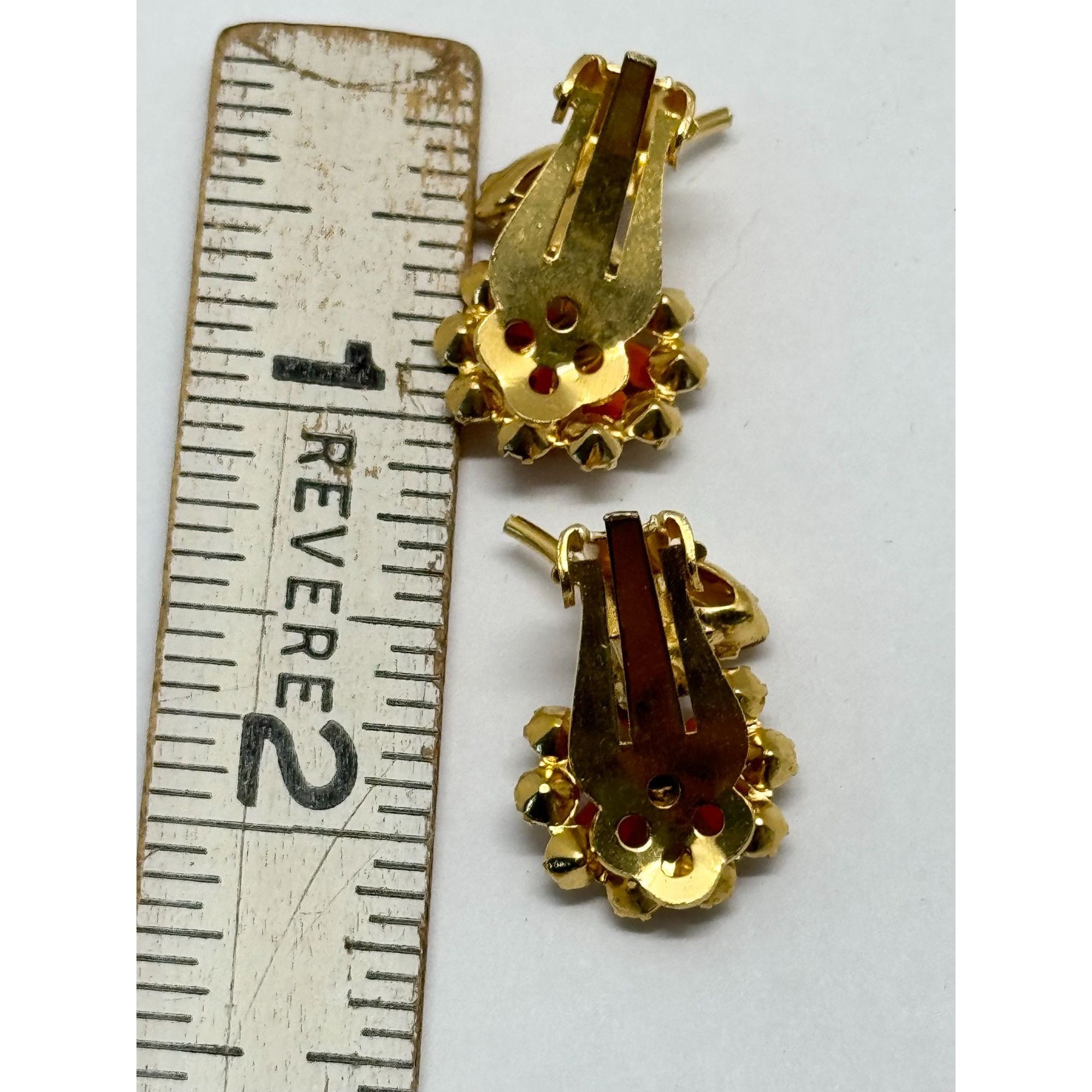 Vintage Vintage orange flower rhinestone earrings Size ONE SIZE - 5 Thumbnail