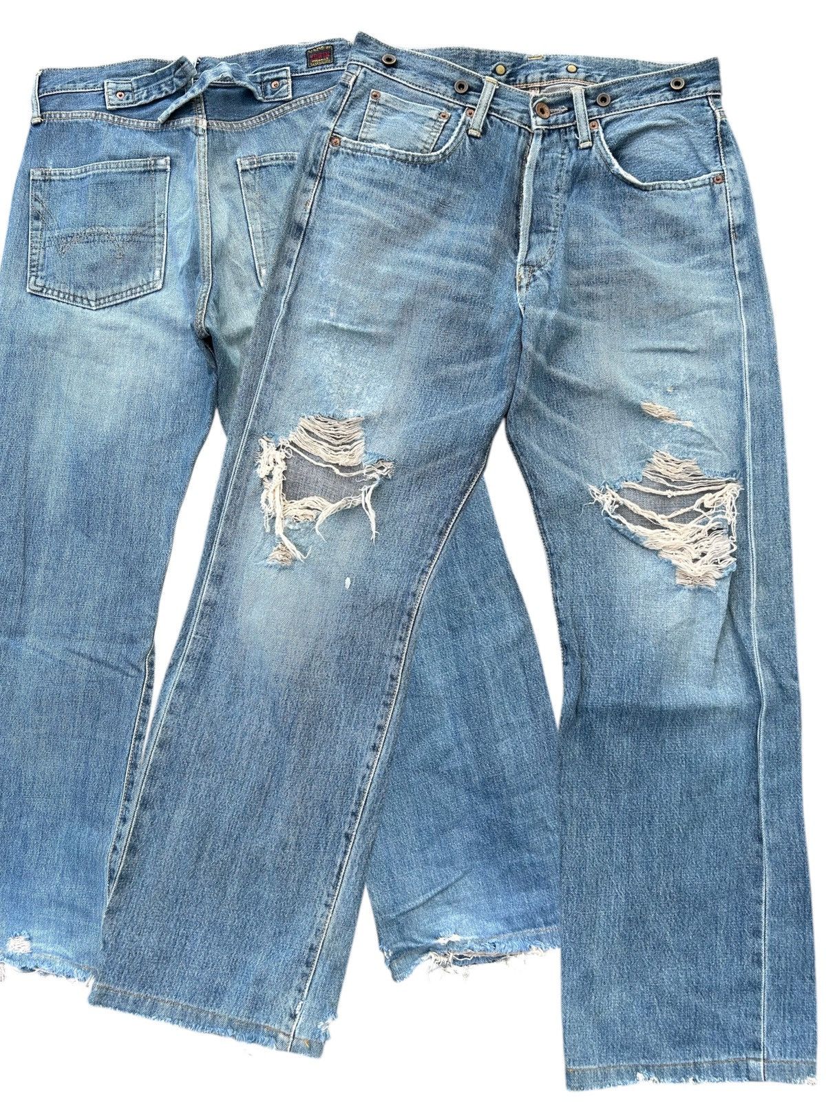 Japanese Brand × Kapital × Vintage Edwin Selvedge Buckle Back Distressed Denim Jeans Size US 29 - 1 Thumbnail