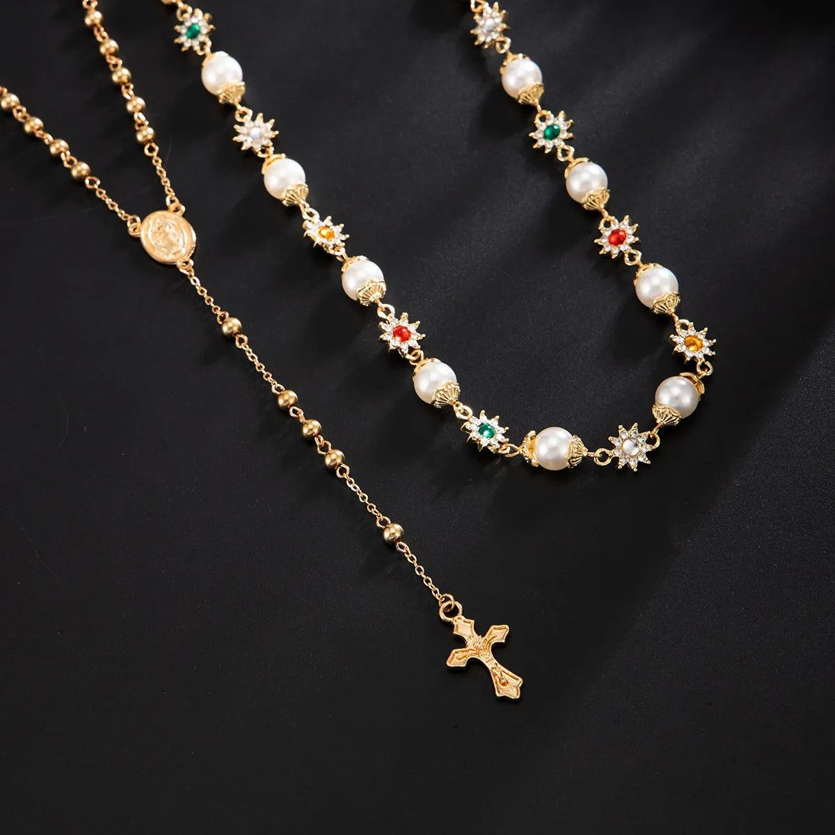Vintage Pearl Flower 2-Piece Set Necklace Size ONE SIZE - 5 Thumbnail
