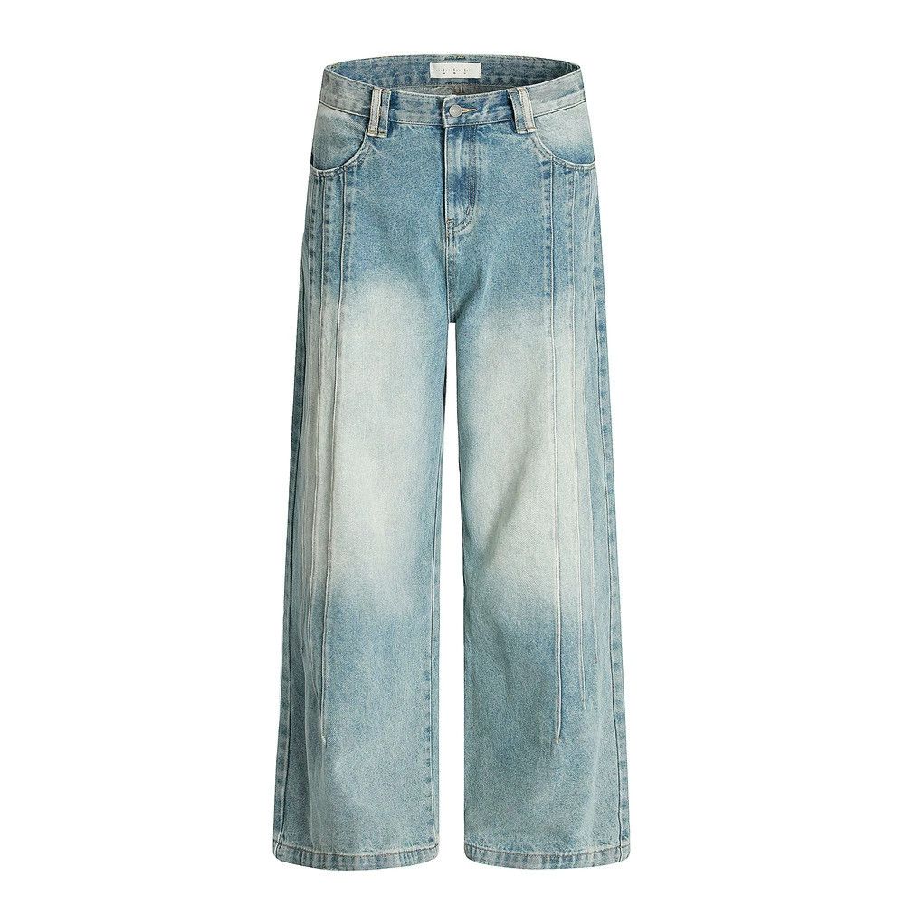 Jean Street style punk washed gradient distressed washed jeans Size US 32 / EU 48 - 1 Thumbnail