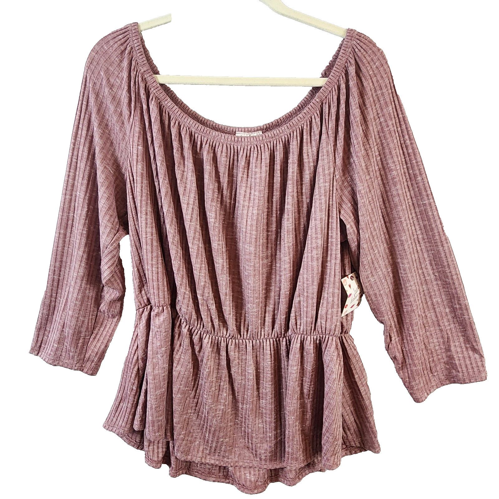 Other Free Kisses Top Women 3X Mauve Long-Sleeve Elastic Waist Size 3XL / US 20-22 - 1 Thumbnail