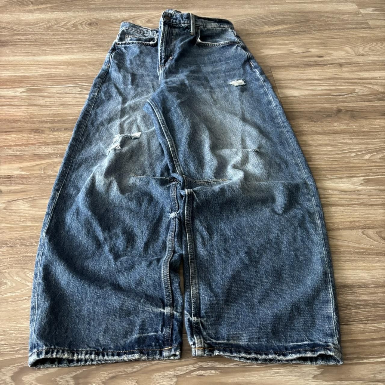 Japanese Brand Crazy Vintage Y2K/2000s Baggy Faded Dark Wash Skater Denim Jeans! 32x28 Size US 32 / EU 48 - 3 Thumbnail