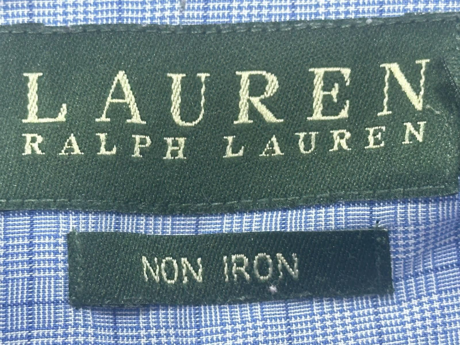 Lauren Ralph Lauren Ralph Lauren Checked Oxford Non-Iron Button Up Blue Mens L Size 42R - 8 Thumbnail