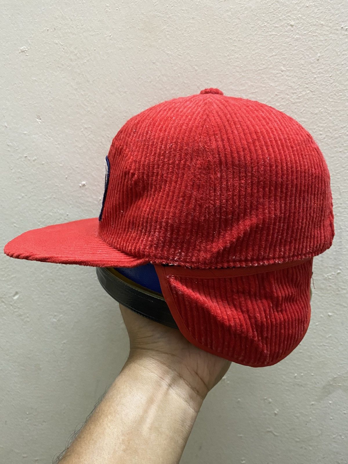Marlboro × Yamaha Vintage RARE Yamaha Racing Team Corduroy w Ear Flap Hat Size ONE SIZE - 7 Thumbnail