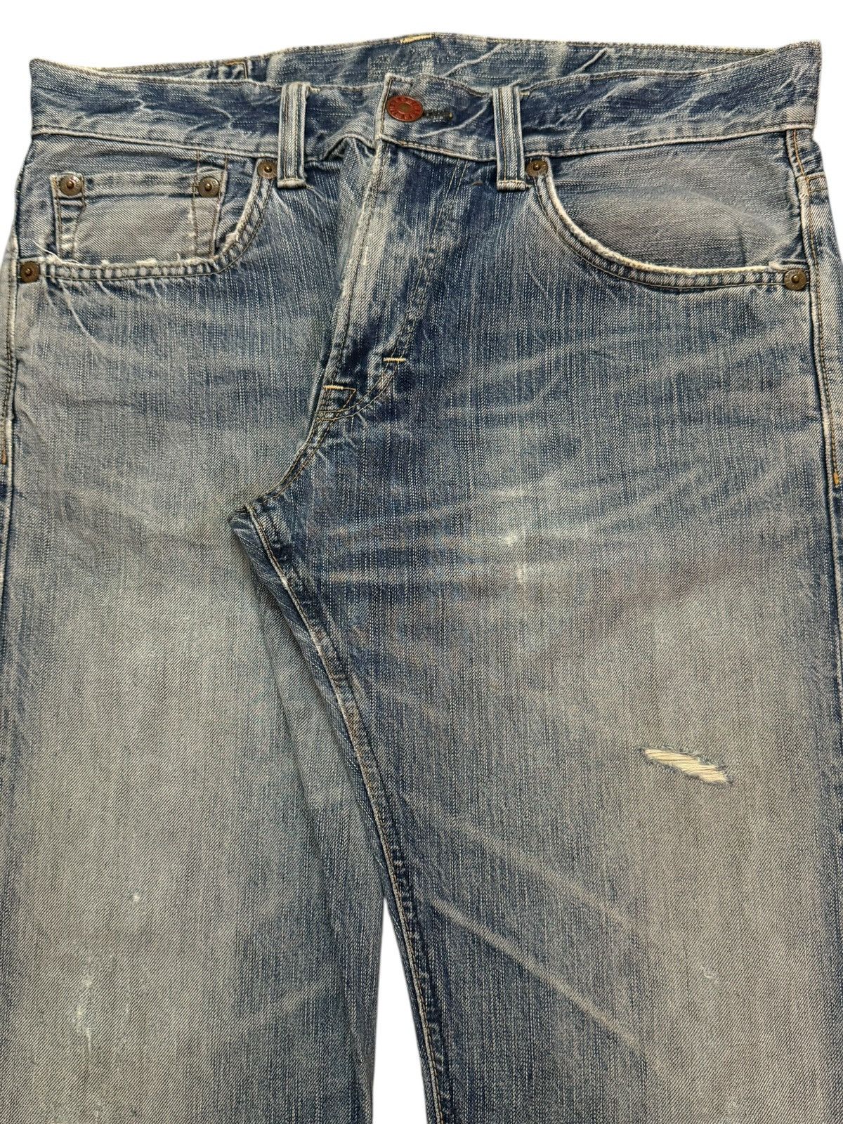 Edwin Vintage 90s Edwin 503 Blue Faded Wash Distress Straight Leg Size US 33 - 3 Thumbnail