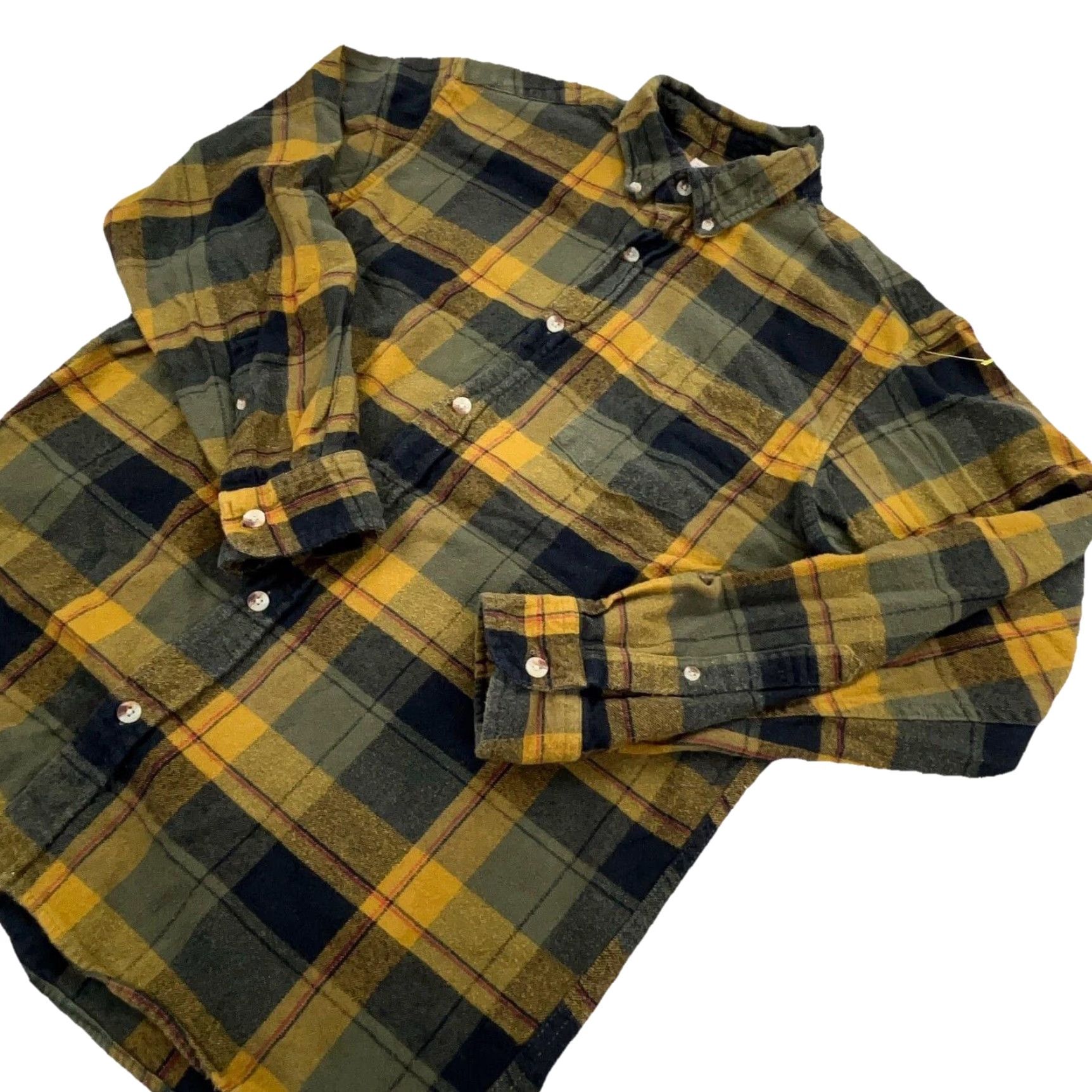Vintage RedHead Button-Up Shirt Men L Flannel Plaid Yellow Green Heavyweight All Seasons Pockets Casual Outdoor Size US L / EU 52-54 / 3 - 2 Thumbnail