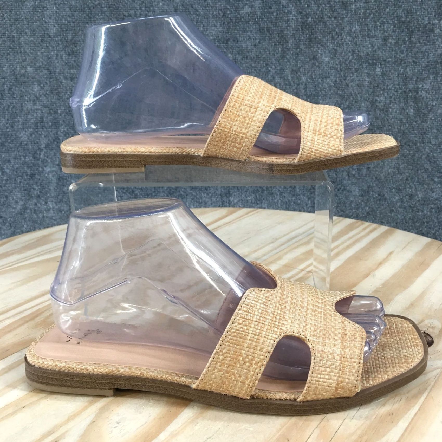 Vintage A New Day Sandals Womens 7.5 Casual Comfort Slip On Woven Flats Slide Beige Size US 8 / IT 38 - 2 Thumbnail