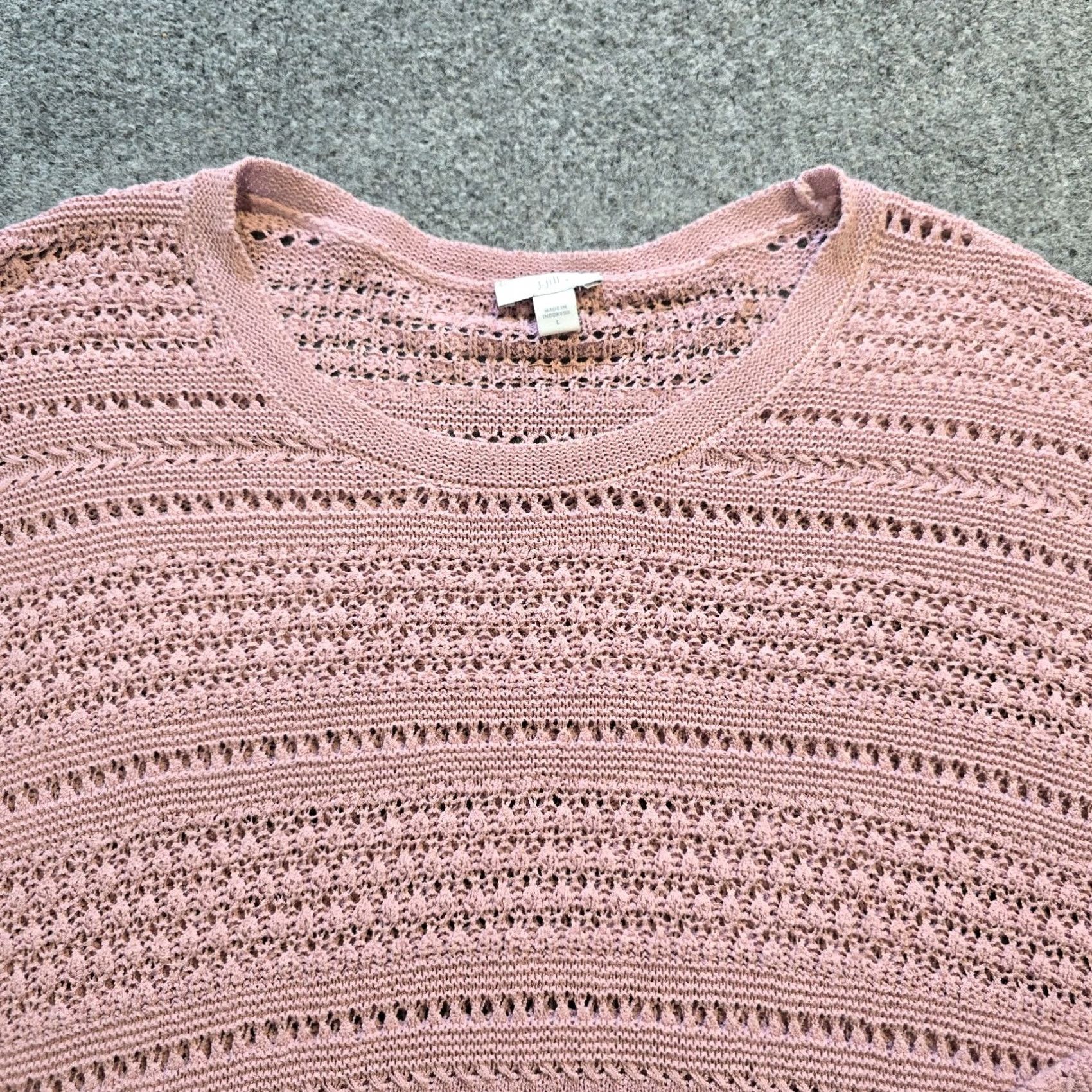 J. Jill J Jill Sweater Womens Size Large Pink Open Knit Round Neck Long Sleeve Casual Knit Pullover Womens Size L / US 10 / IT 46 - 2 Thumbnail