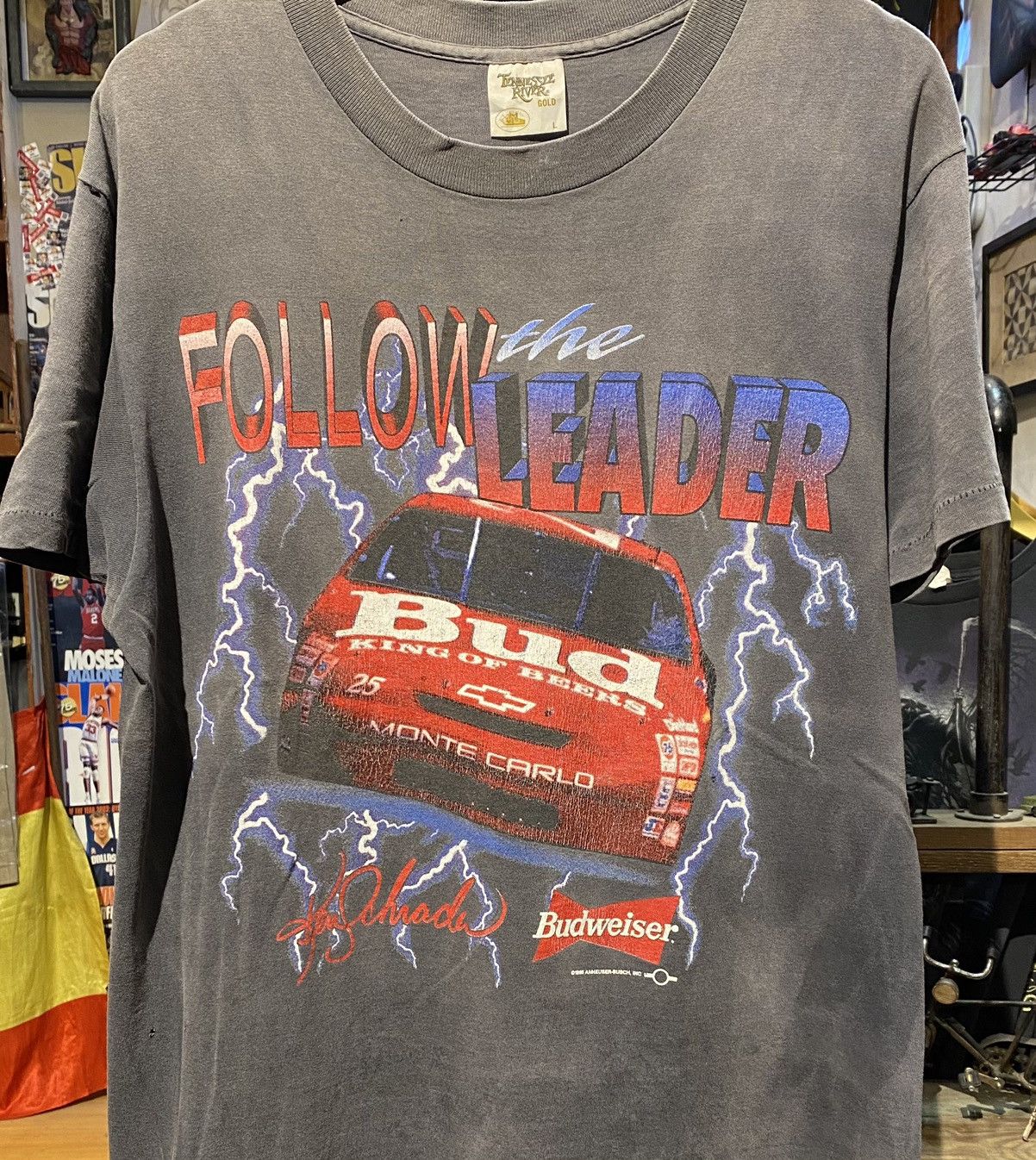 Budweiser × NASCAR × StraightFaded Nascar Tee Thunder Budweiser Ken Schrader 1995 Vintage 90’s Size US L / EU 52-54 / 3 - 2 Thumbnail
