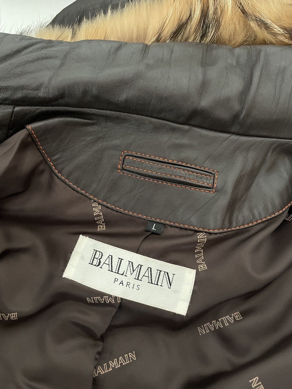 Balmain Balmain Paris Leather Down Puffer Jacket Brown Size US L / EU 52-54 / 3 - 3 Thumbnail