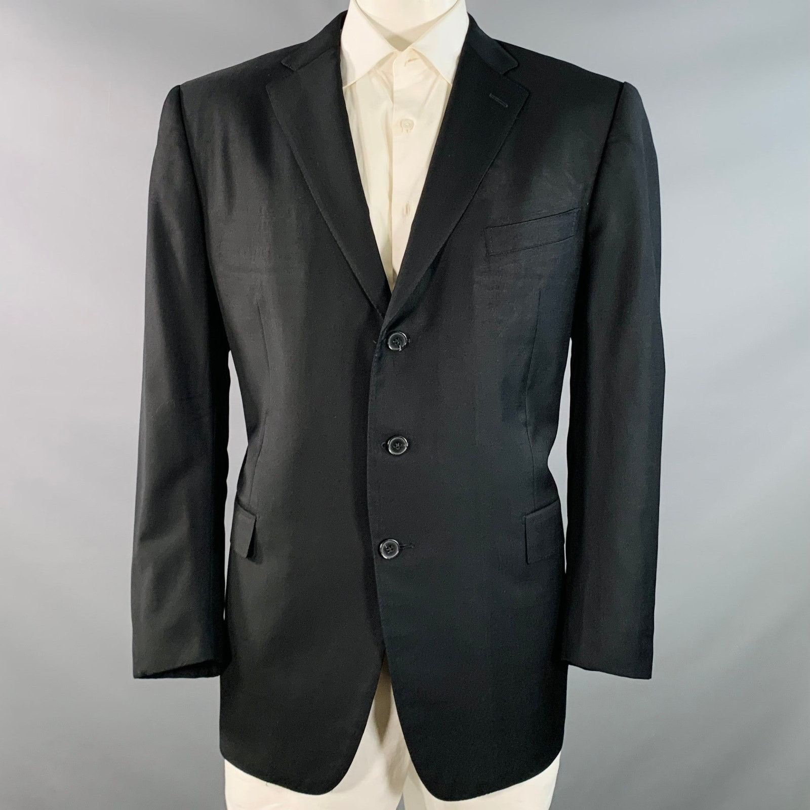 Ermenegildo Zegna ERMENEGILDO ZEGNA Size 48 Wool Twill Notch Lapel Sport Coat Size 48R - 1 Thumbnail
