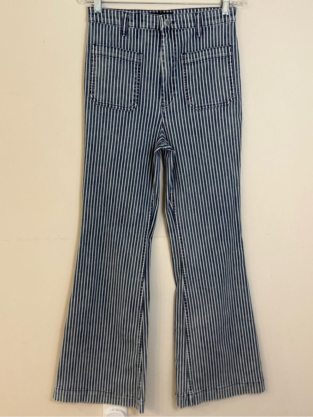 Other NES Jeans blue & white striped retro 70s wide leg SZ 29” Size 29" - 1 Thumbnail