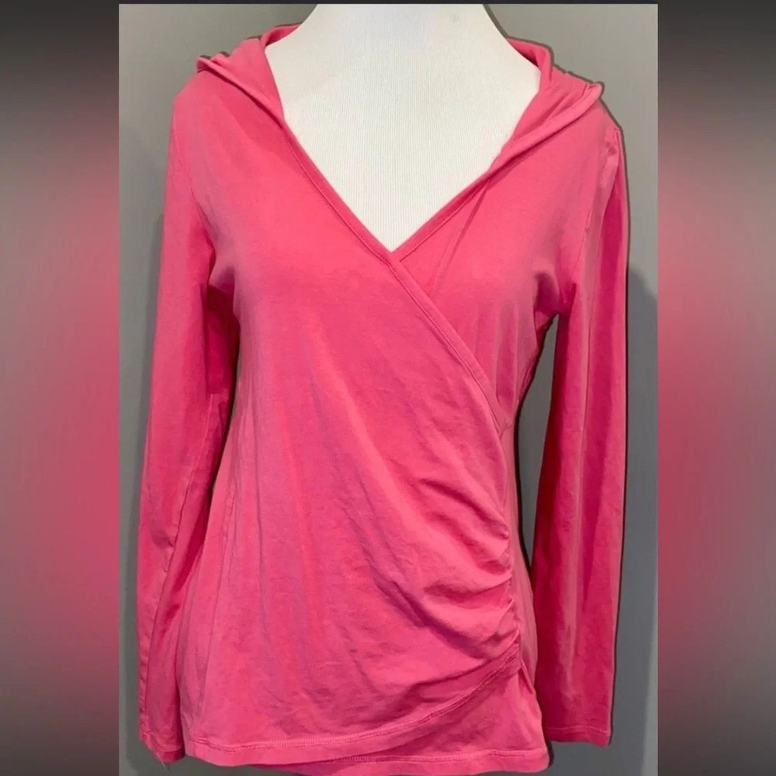 Soft Surroundings Soft Surroundings Surplice hooded faux wrap tee, size Medium Size M / US 6-8 / IT 42-44 - 1 Thumbnail