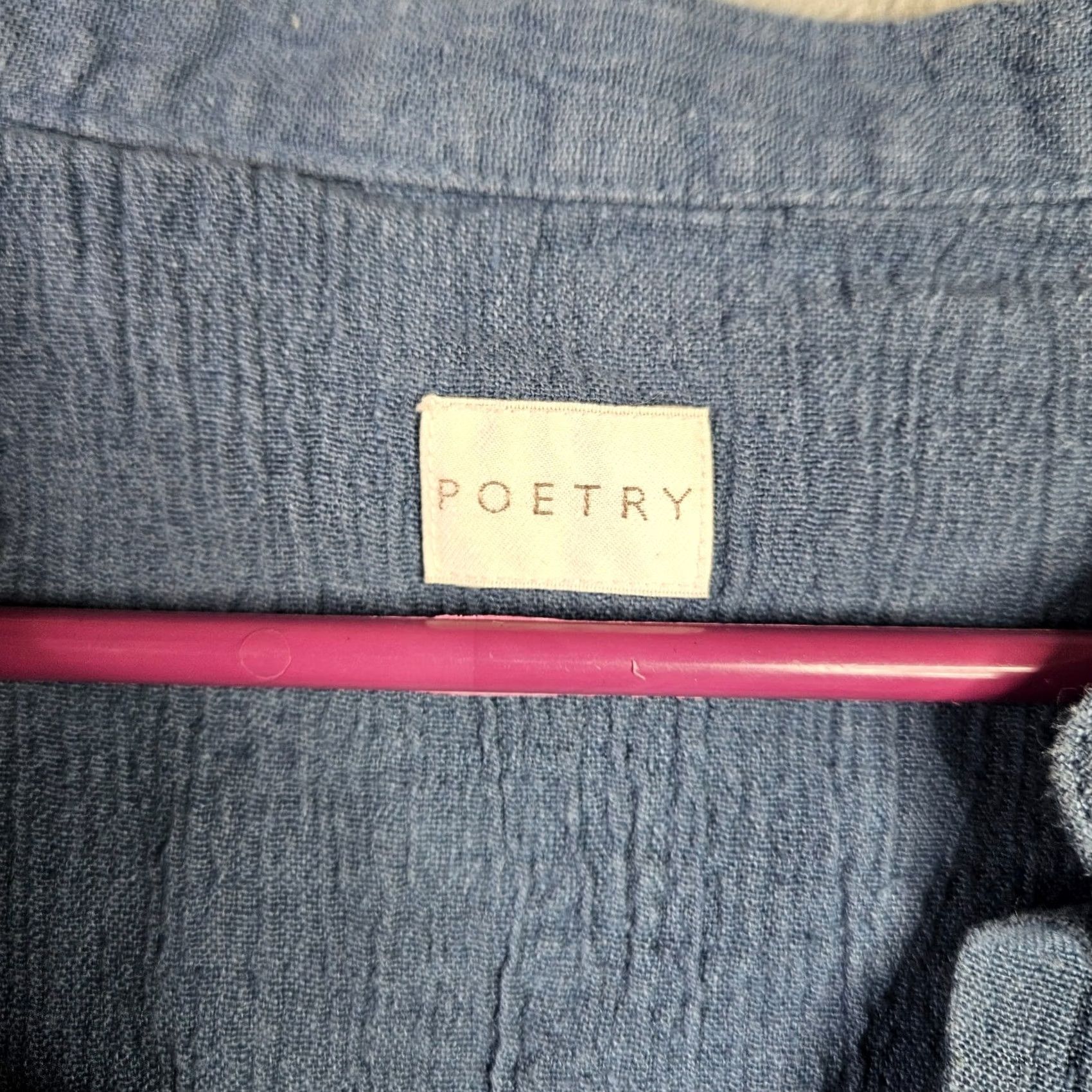Vintage Poetry Blouse Sleeveless Blue Linen Cotton Blend V-Neck 18 Regular Womens Boys? Size XXL / US 16-18 / IT 52-54 - 5 Thumbnail