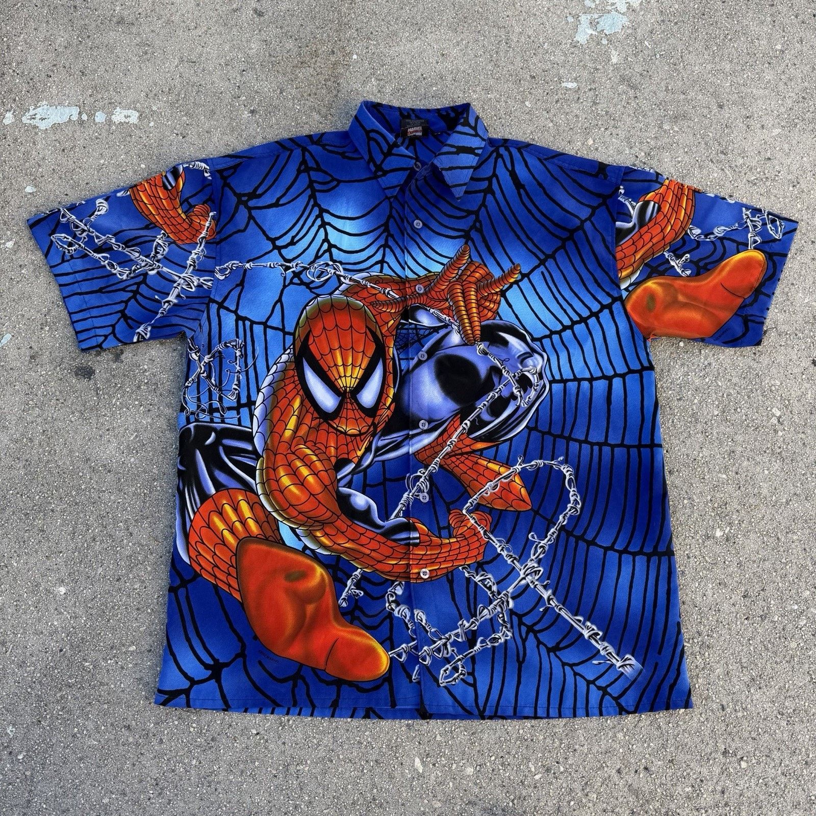 Marvel Comics × Vintage Vintage 2002 Marvel Comics Spider-Man All Over Print Shirt Size US XL / EU 56 / 4 - 1 Thumbnail